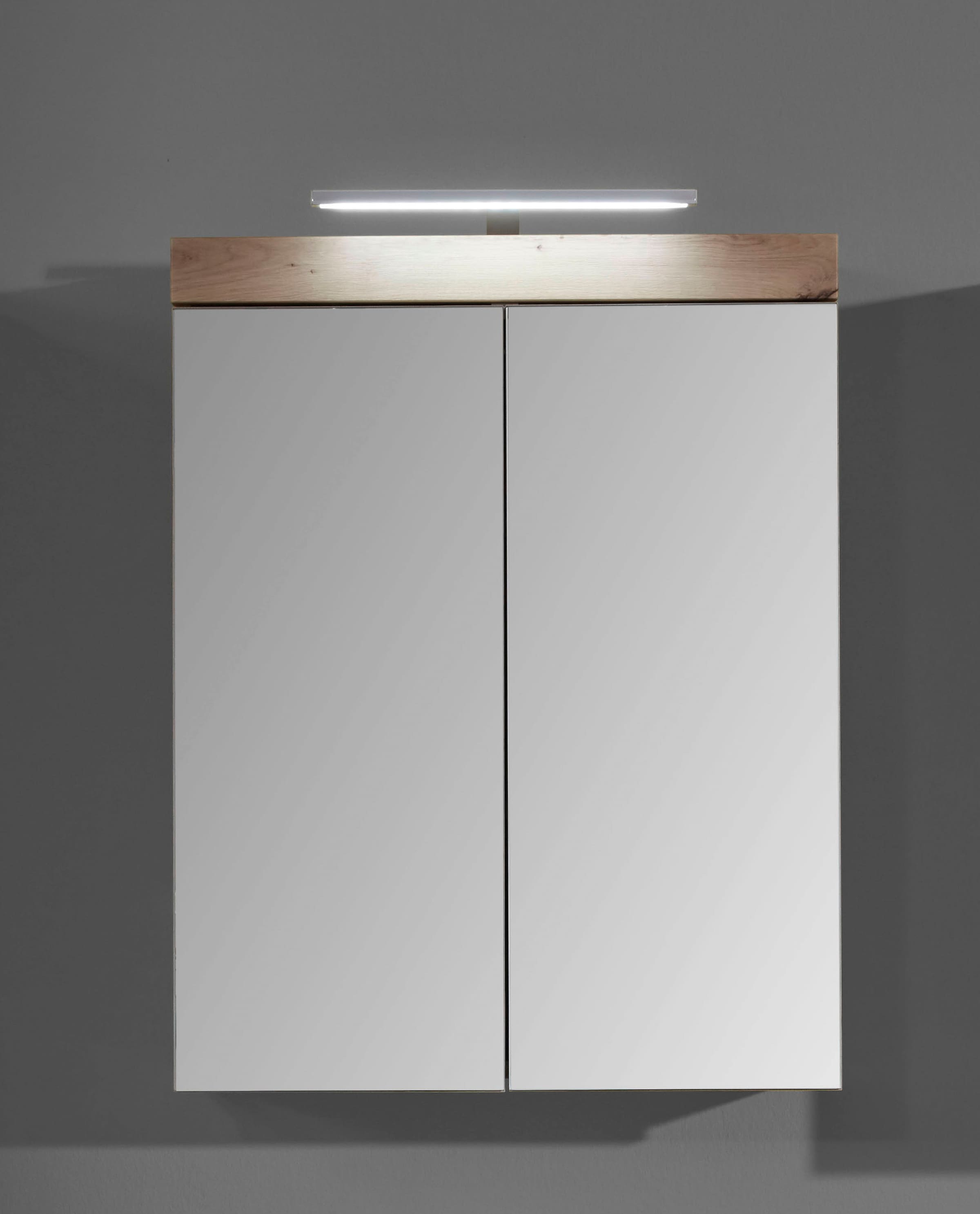welltime Spiegelschrank "Avena" Badezimmerschrank wahlweise mit Aufsatzleuchte - (B/T/H) 60/17/77 cm