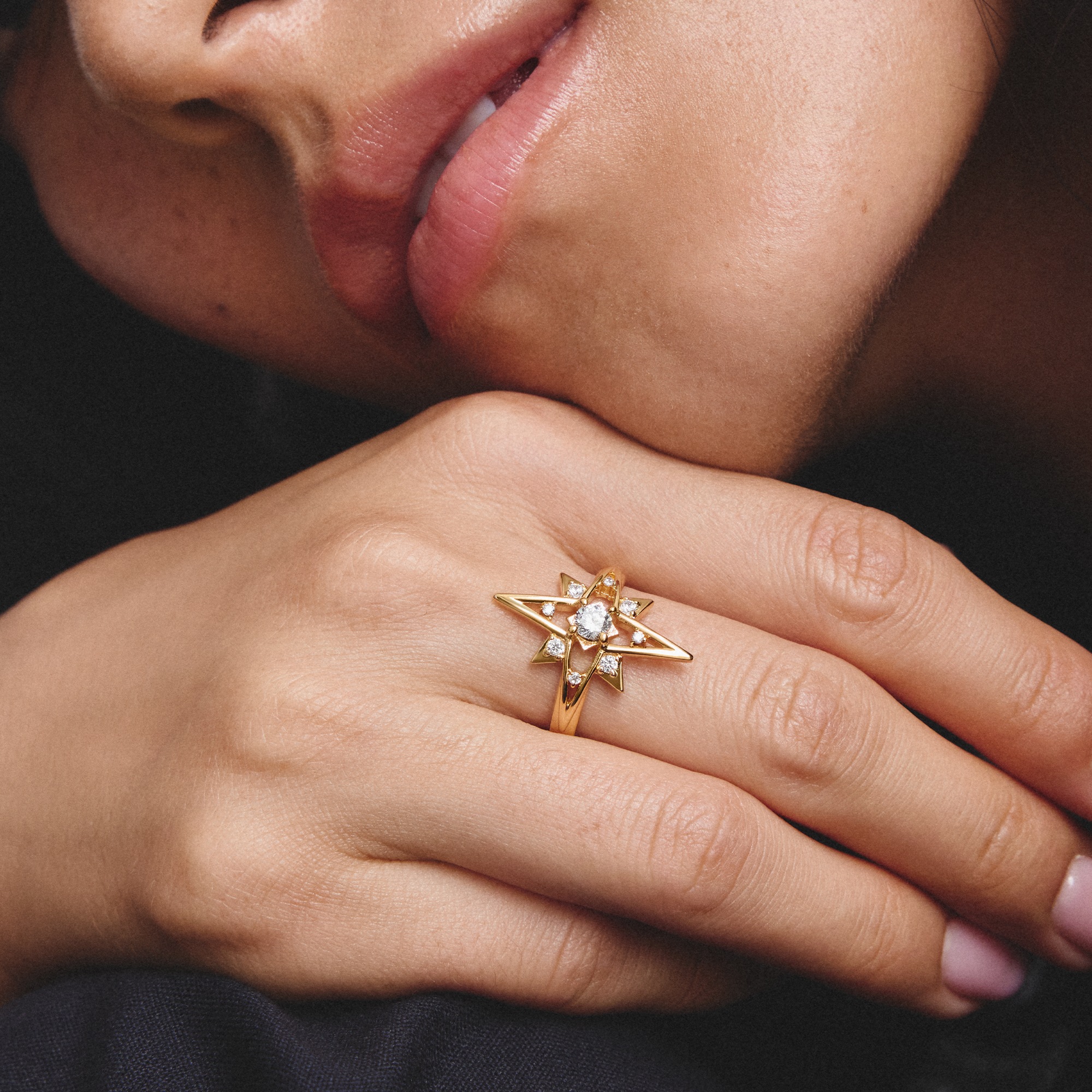 THOMAS SABO Fingerring »Midnight Sky Ring gelbgoldfarben« mit Zirkonia (synth.)