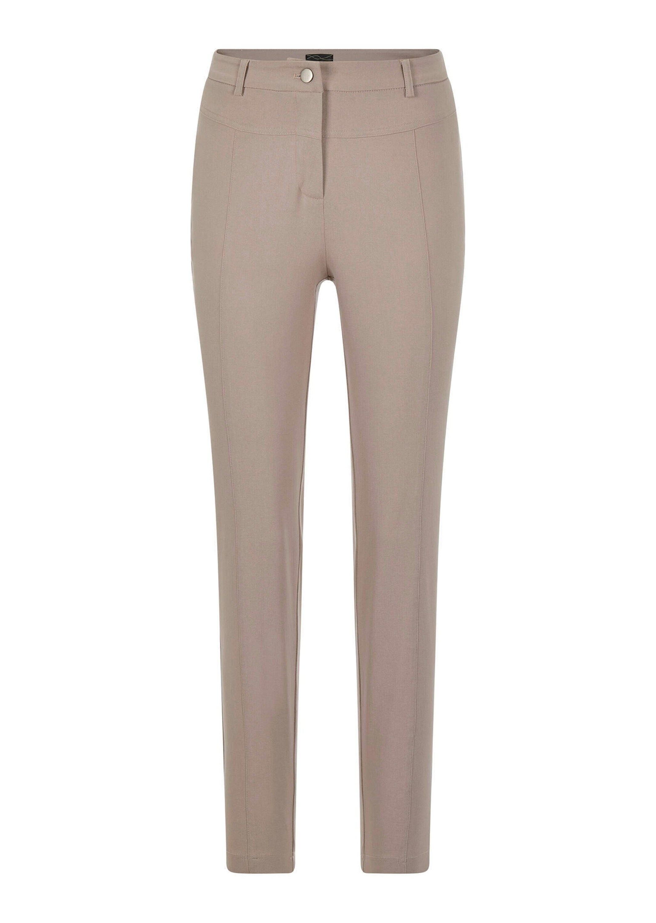 GOLDNER Damen Stoffhose "Kurzgröße Bengalinhose LOUISA aus Super Stretch", beige, Gr. 22, Obermaterial: 67% Baumwolle CO. 28% Polyamid PA. 5%
