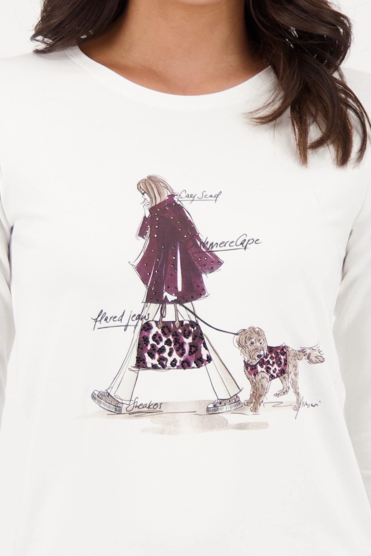 Monari 3/4-Arm-Shirt »Shirt Frau + Hund«, Regular fit mit Rundhalsausschnitt