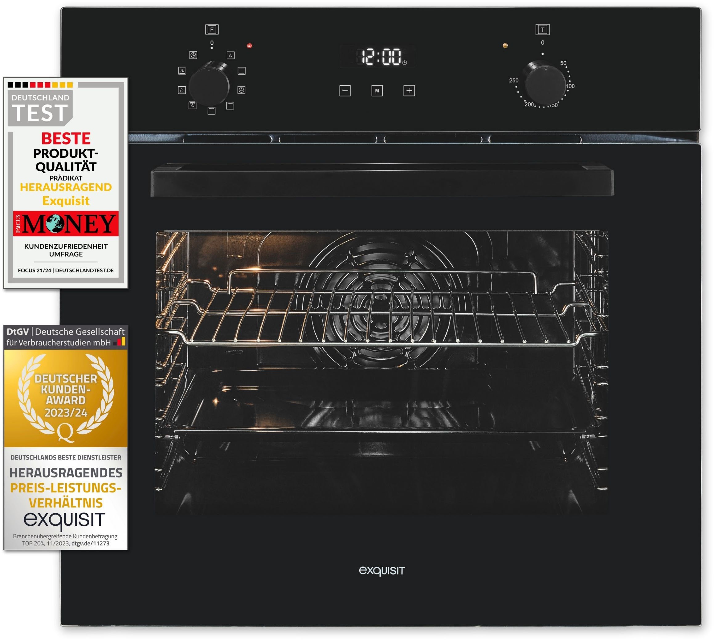 exquisit Backofen "EBE257-H-020" Pizzafunktion – ideal für Pizza, Focaccia und mehr
