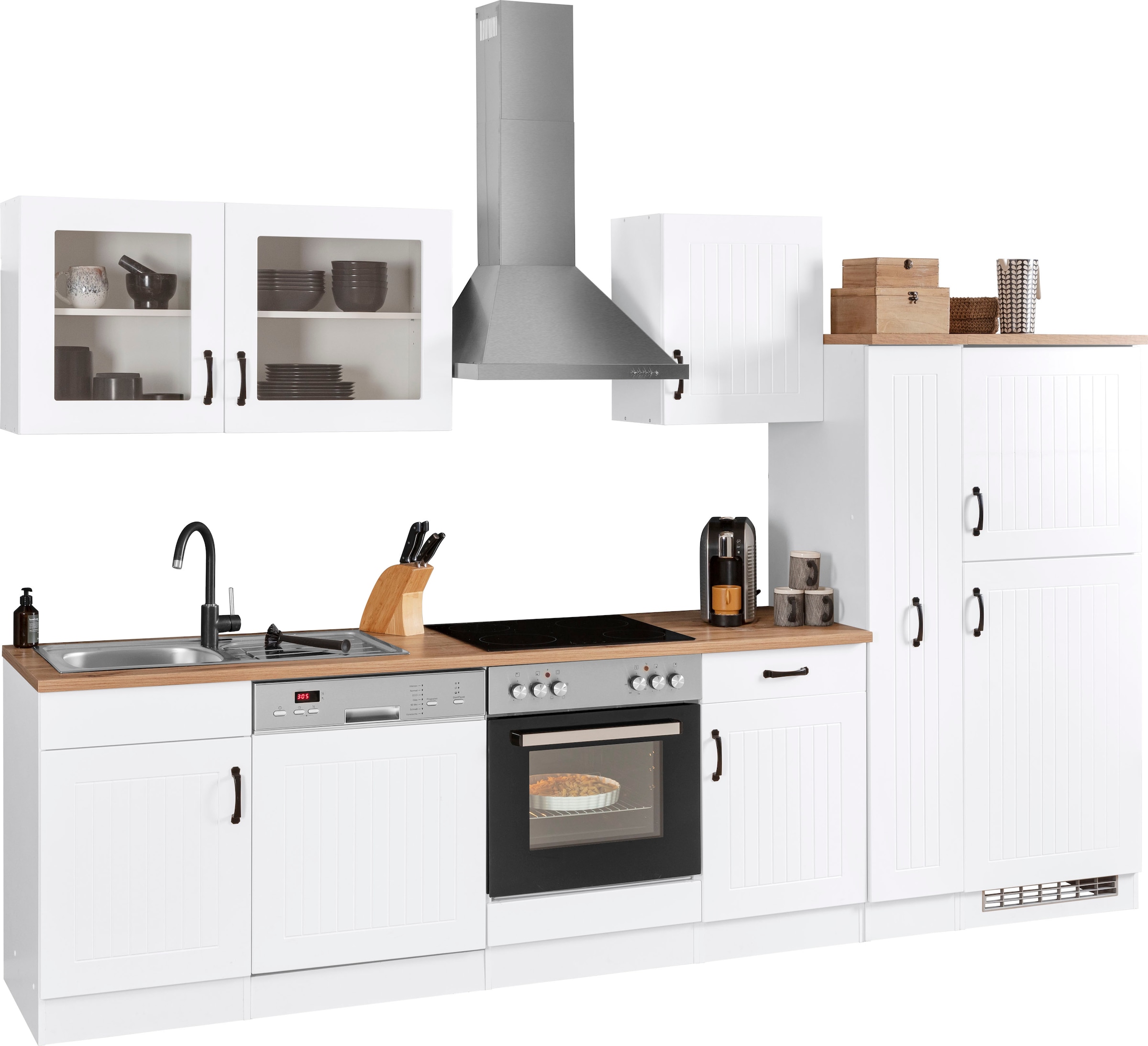 KOCHSTATION Küchenzeile »KS-Athen«, mit E-Geräten, Breite 310 cm
