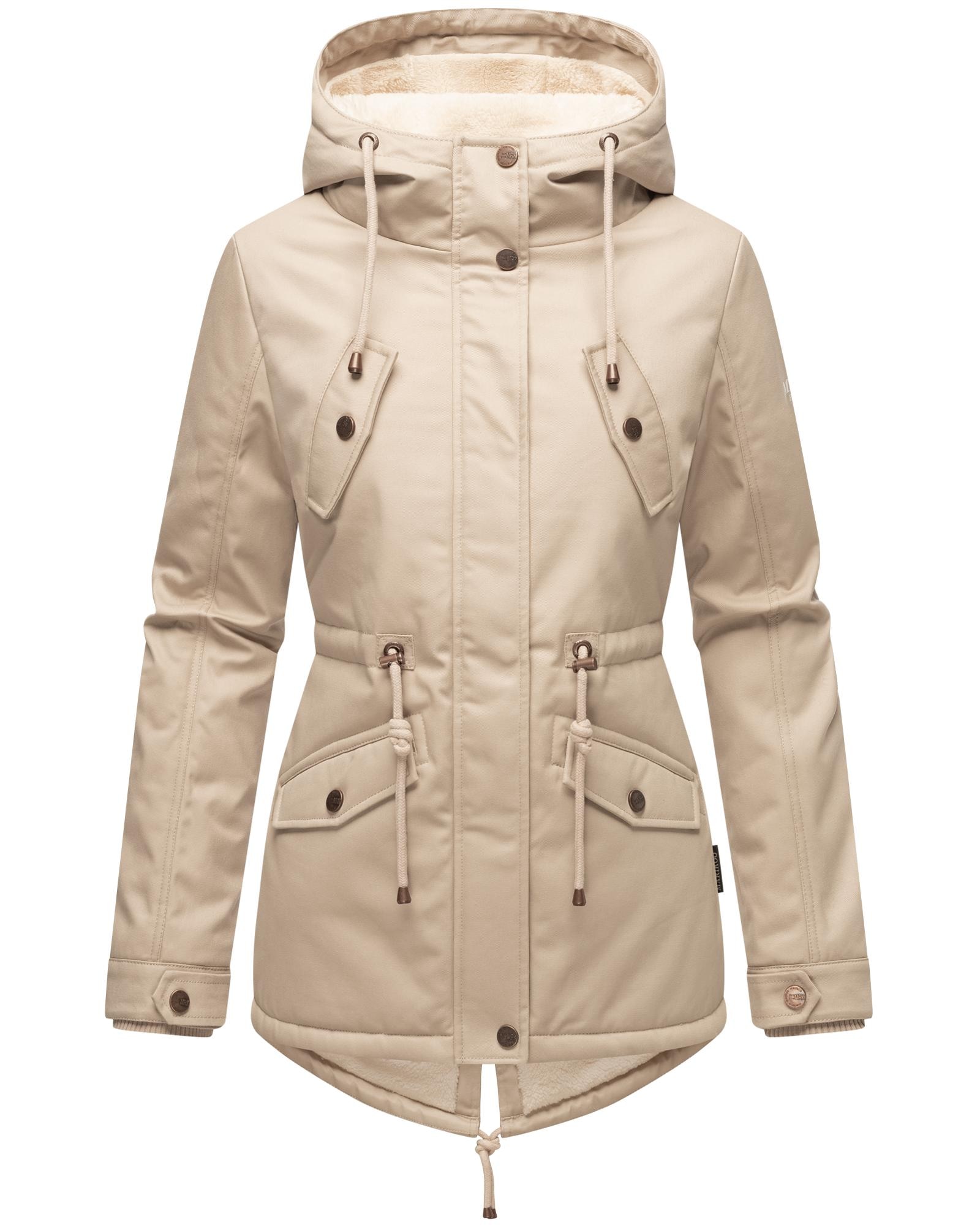 Marikoo Winterjacke »Manolya«, mit Kapuze, stylischer Kurzmantel mit weichem Teddyfell-Futter