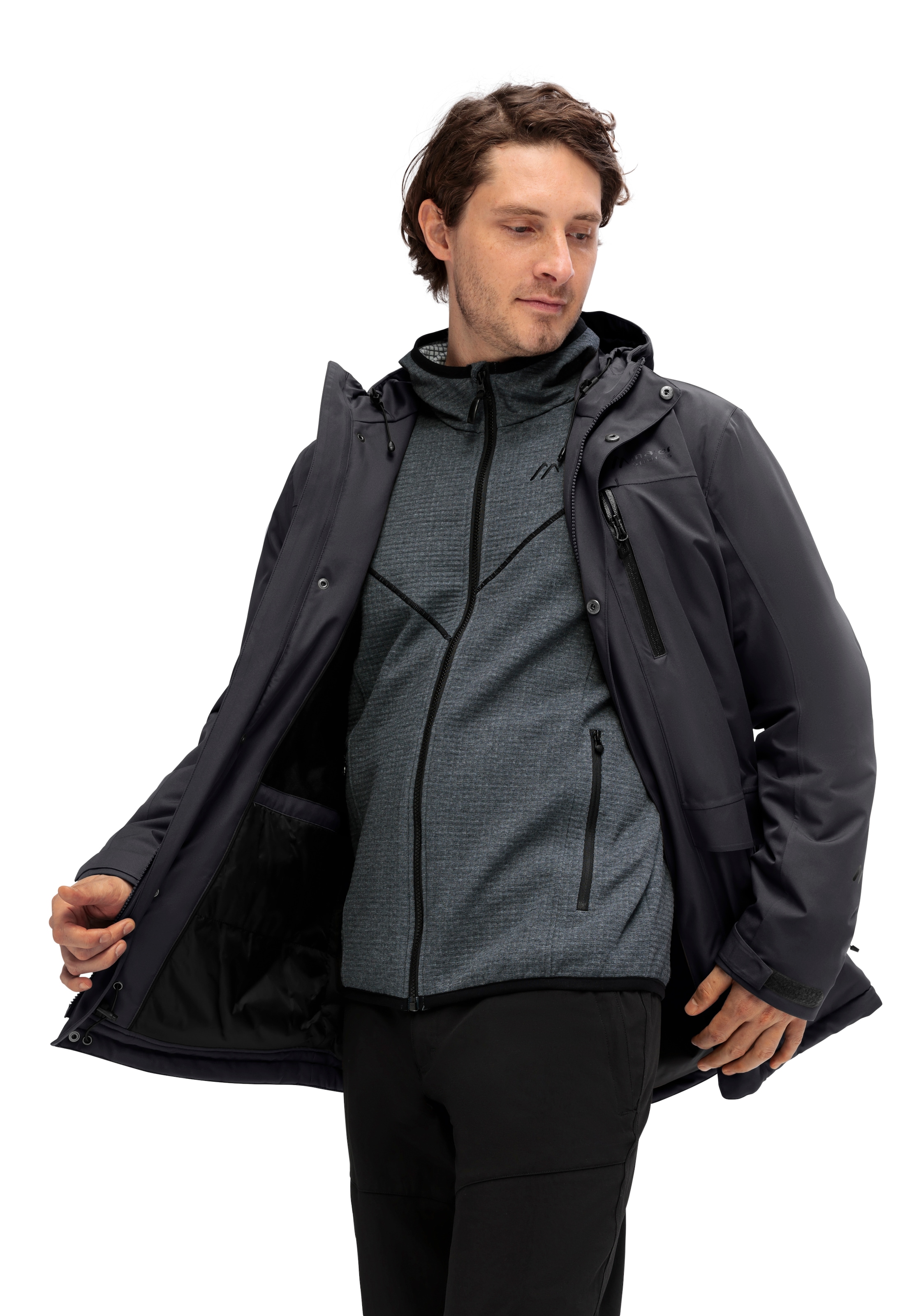 Maier Sports Winterjacke »Peyor long« warme Herren Regenjacke, wattierter Parka, wasserdicht + atmungsaktiv