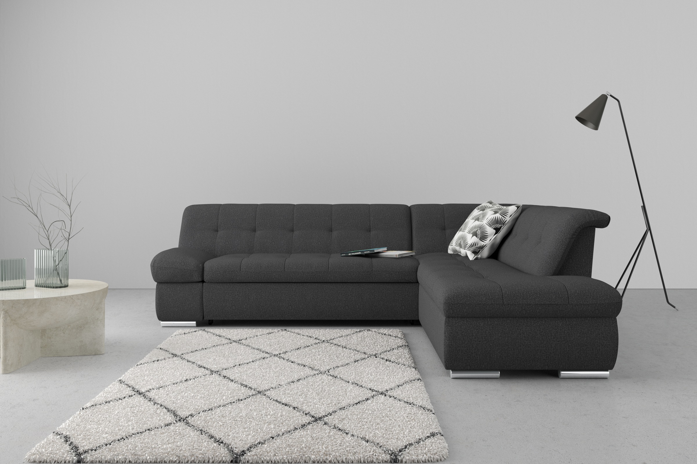 DOMO collection Ecksofa "MONA 271x213 cm, modern und komfortabel" whlw. mit Bett- und Armlehnfunktion, L-Form