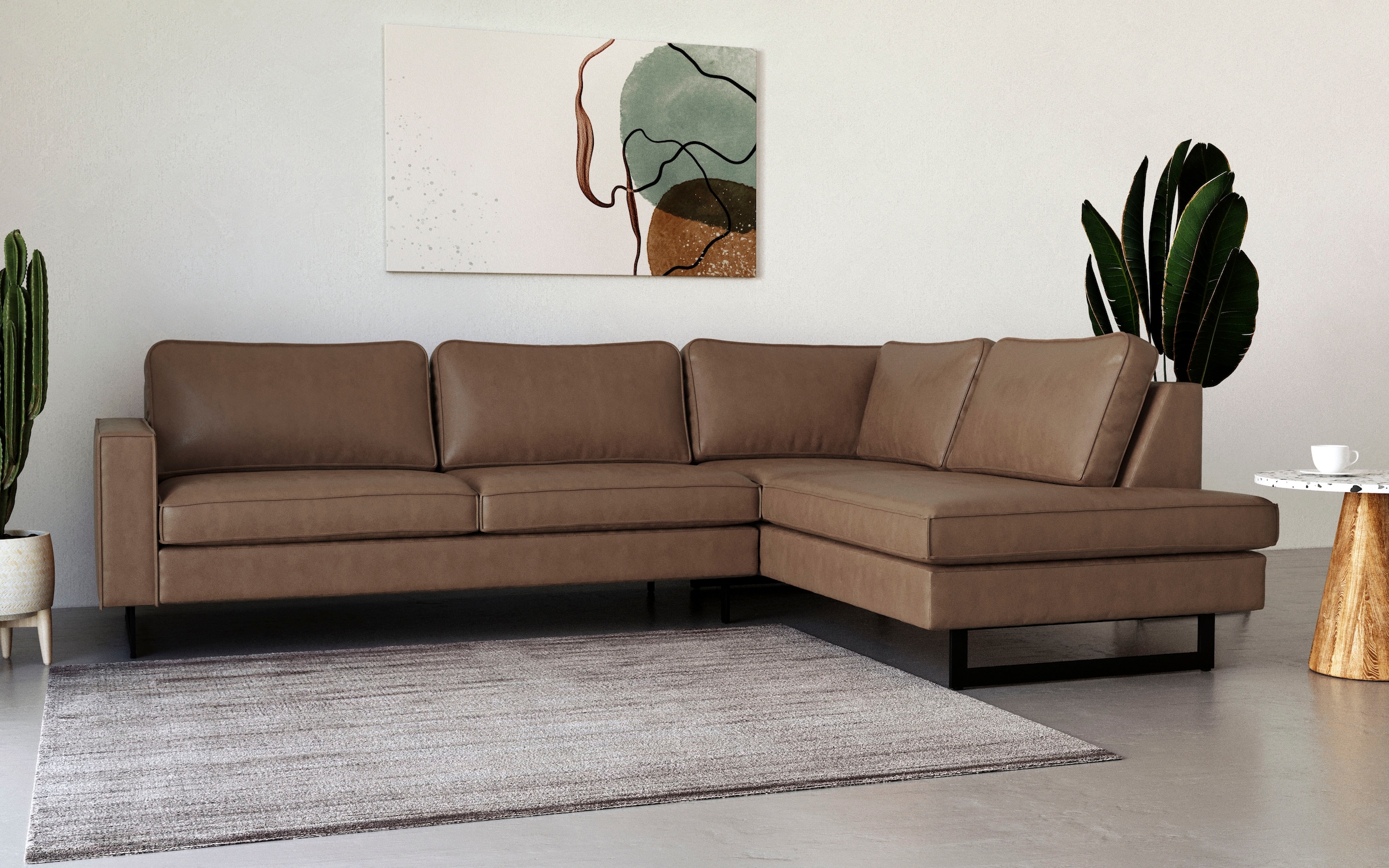 Places of Style Ecksofa "Pinto, 290 cm, Cord, Chenille, Lederoptik, Ottoman günstig online kaufen
