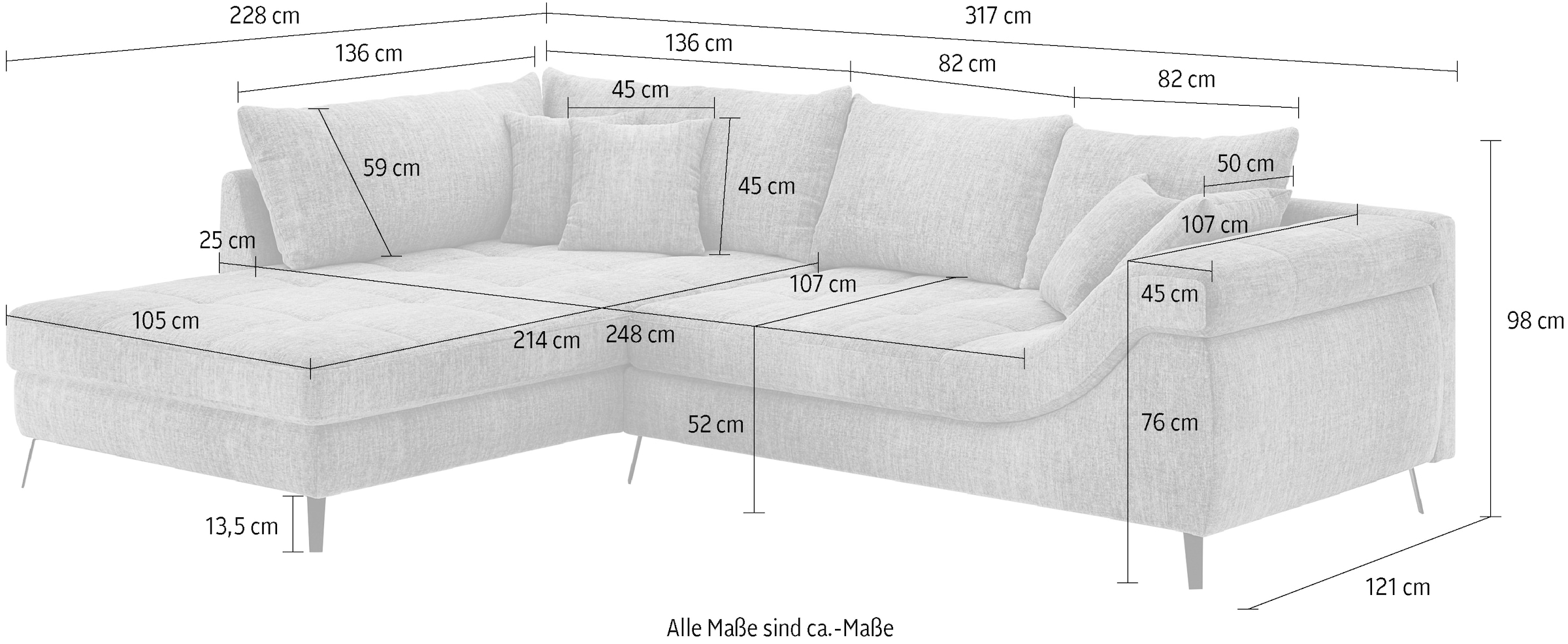 Mr. Couch Ecksofa »Portofino, L-Form«, Mit Kaltschaumpolsterung, bis 140 kg belastbar