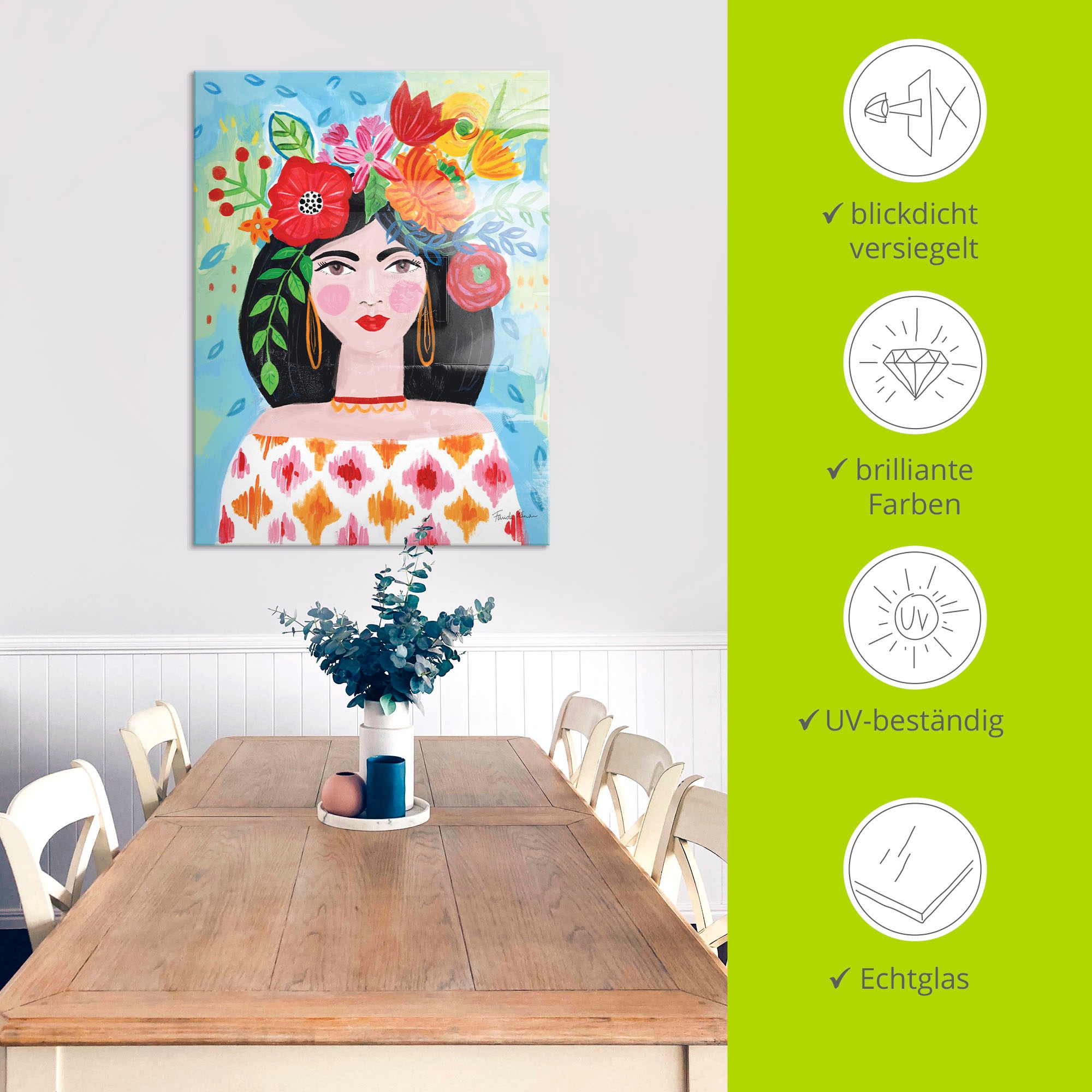 Artland Glasbild "Boho Girl I" Bilder von Frauen 1 Stk. tlg. in verschiedenen Größen