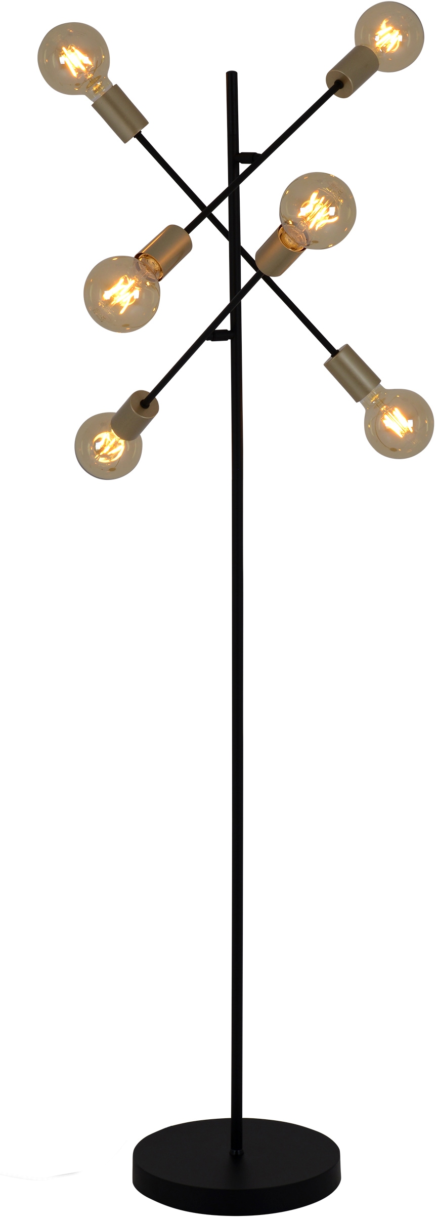 näve Stehlampe »Modo«, 6 flammig-flammig, E27 max. 40W, incl.  Tippschalter/Fußschalter, Farbe: schwarz, gold | Im Sale