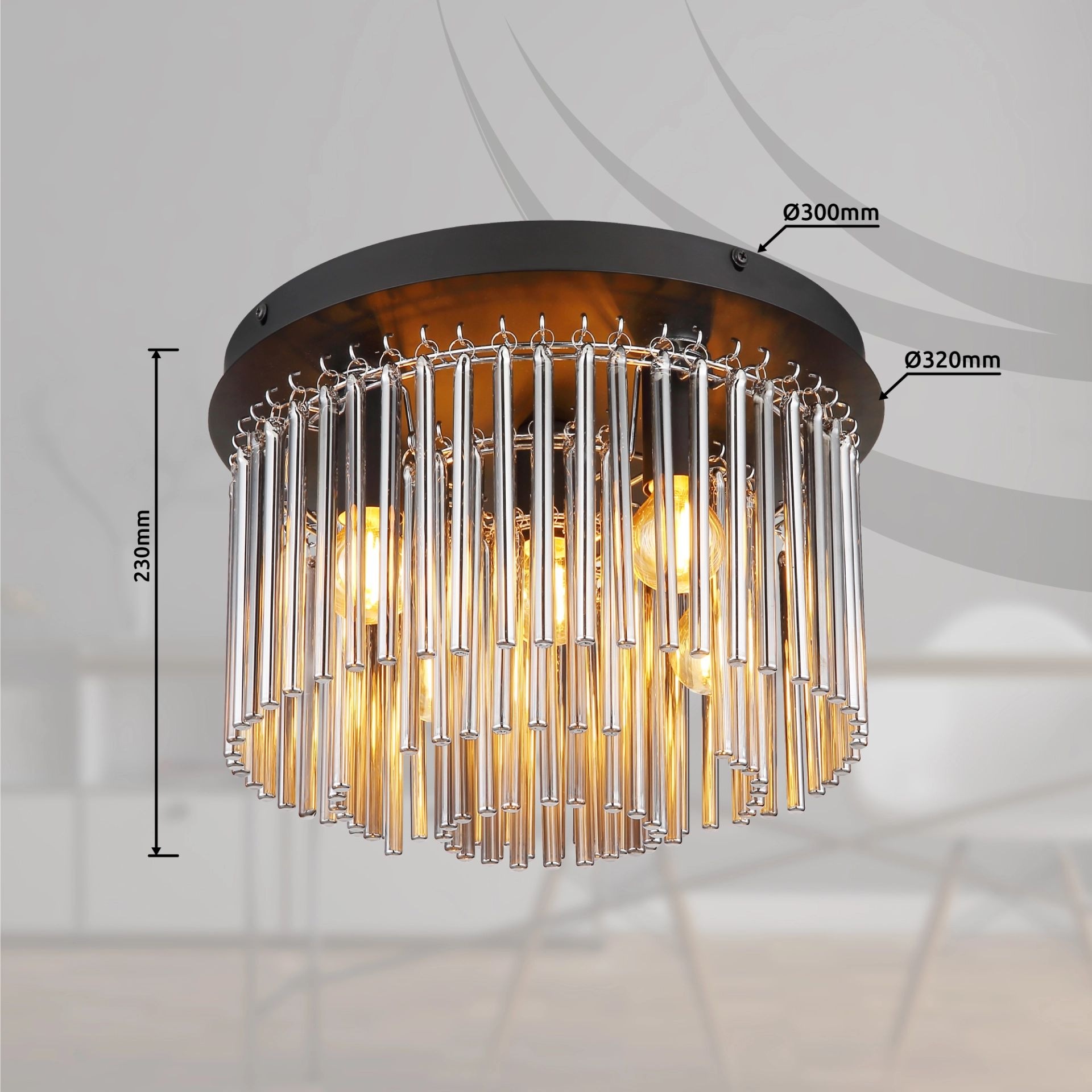 GLOBO LIGHTING Deckenleuchte »GORLEY« E14 1 Stk. Design Glasstäbe, Deckenlampe, Wohnzimmer, Esszimmer