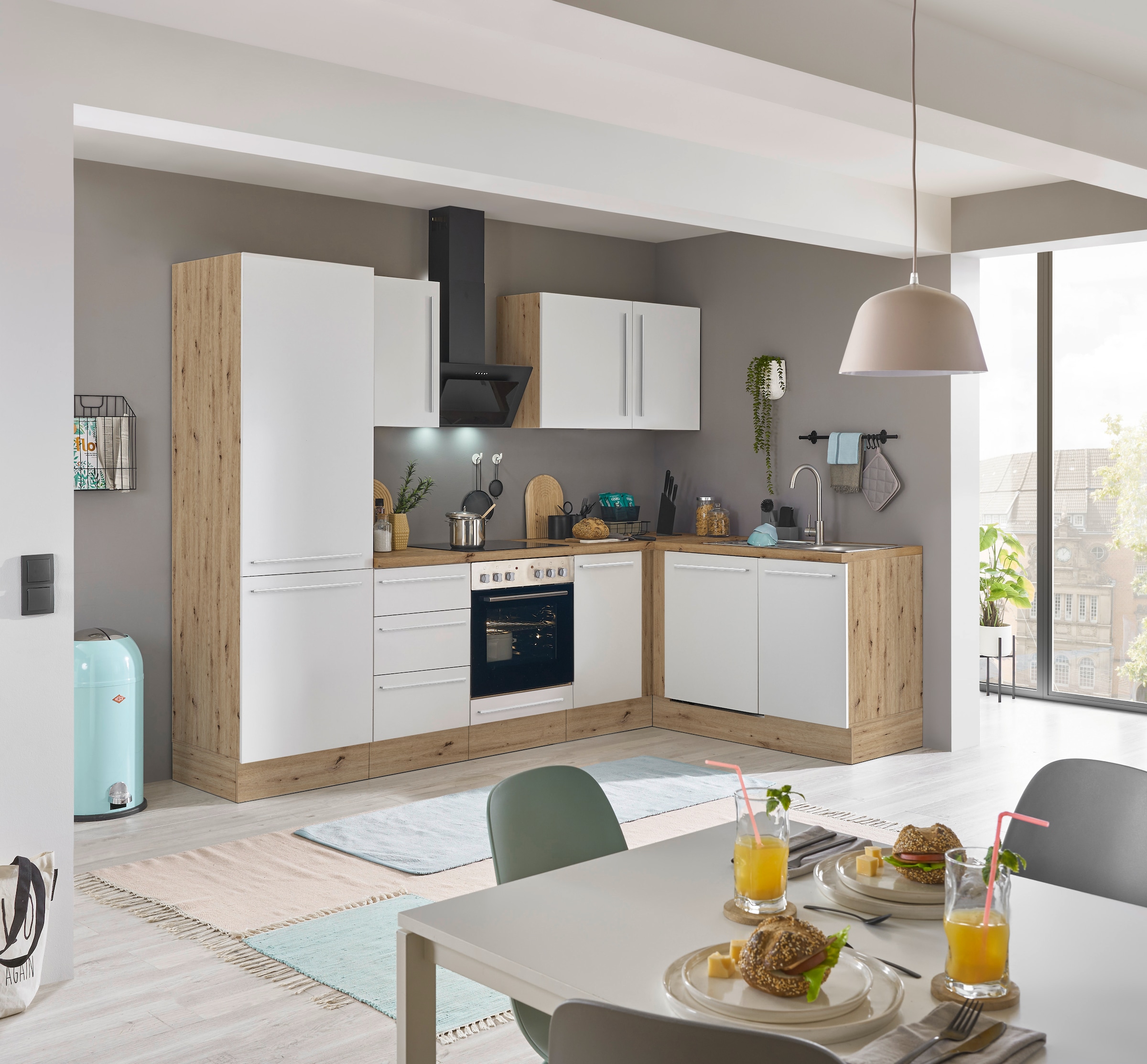 KOCHSTATION Winkelküche »Florida, Stellbreite 280x165 cm«, wahlweise mit E-Geräten, mit Softclose für Türen und Schubkästen
