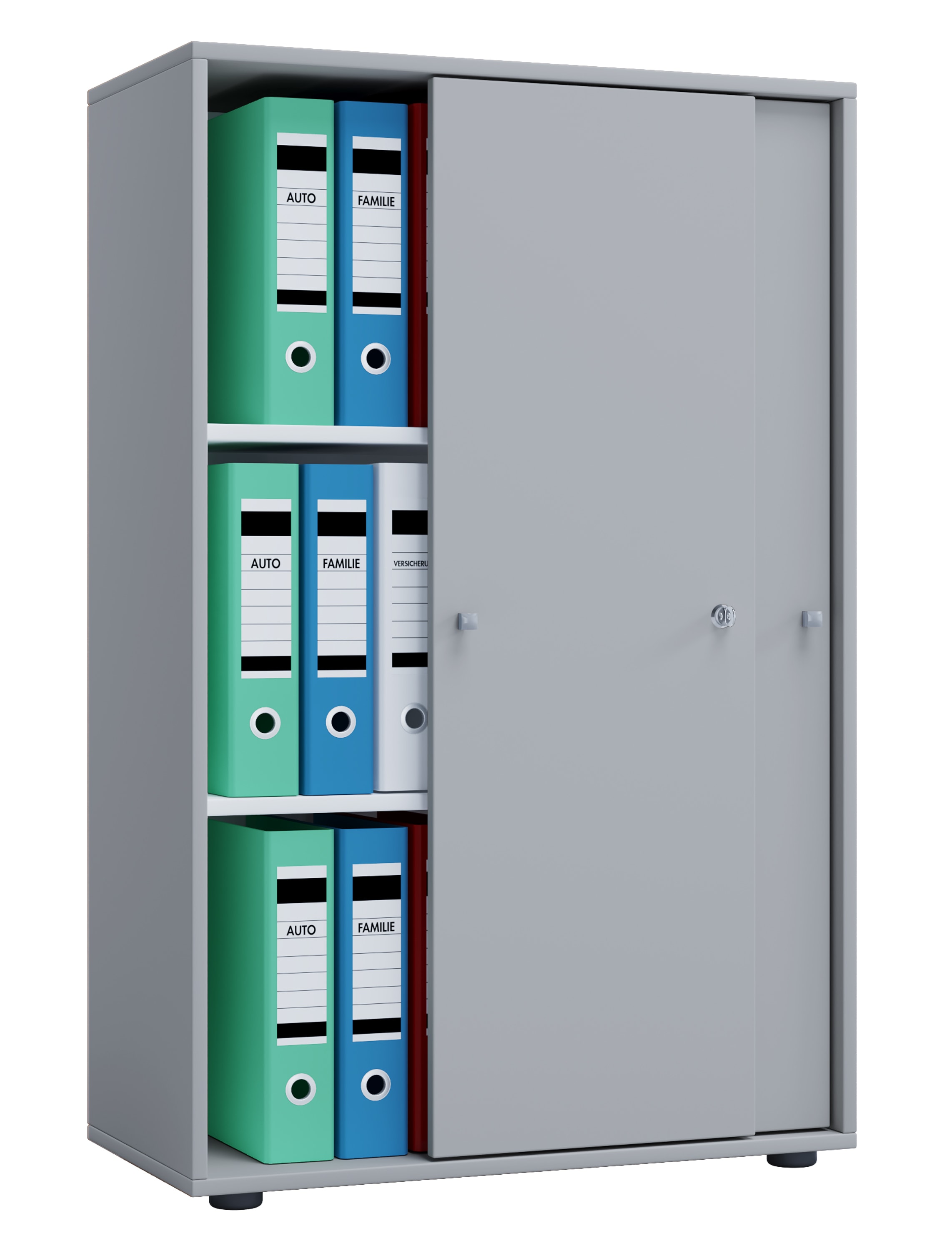 VCM Aktenschrank »VCM Büroschrank mit 3 Fächern | moderner Aktenschrank mit Schiebetüren | Maße ca. B. 70 x H. 111 x T. 40 cm ¿ Lona 3-Fach«, (1 St.)