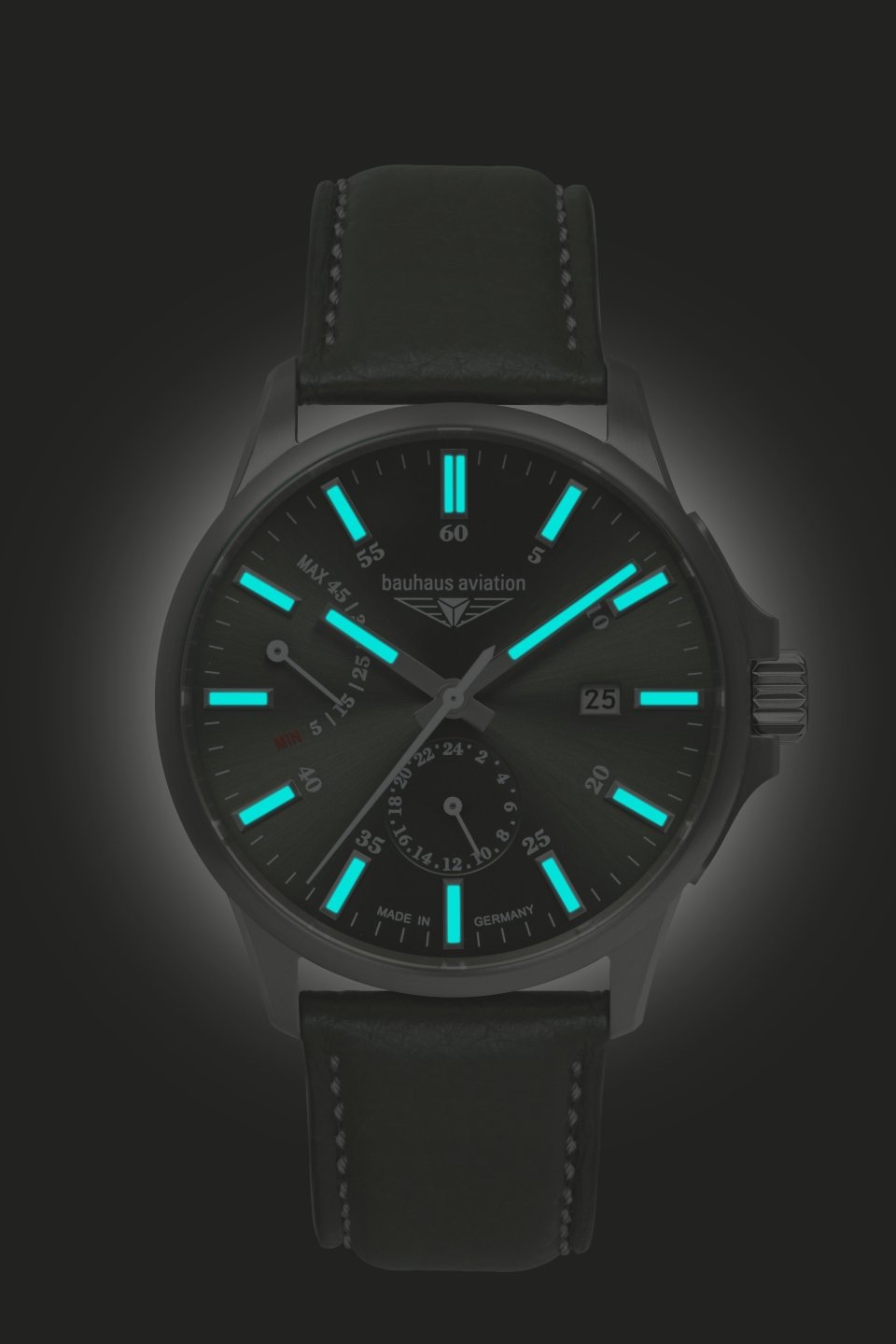 bauhaus Automatikuhr »bauhaus aviation«, Armbanduhr, Herrenuhr, Titan, Lederarmband, Made in Germany