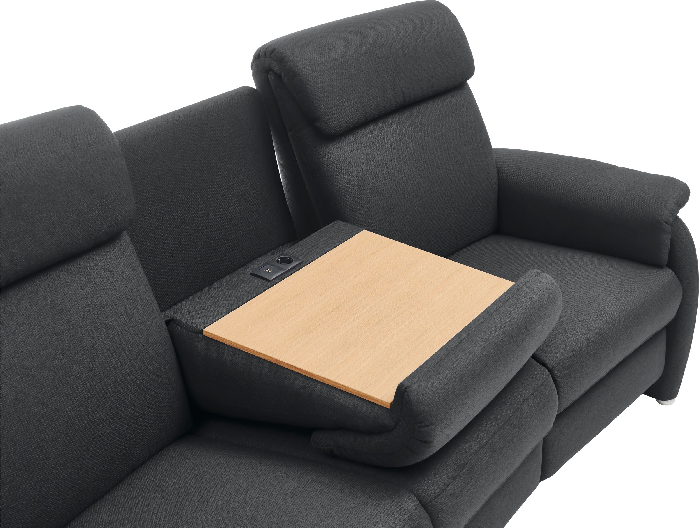 Home affaire 3-Sitzer »Turin mit Steckdose und USB-Port auch in Easy care-Bezug«, 2 x vollmotorische Relaxfunktion, herunterklappbarer Tisch
