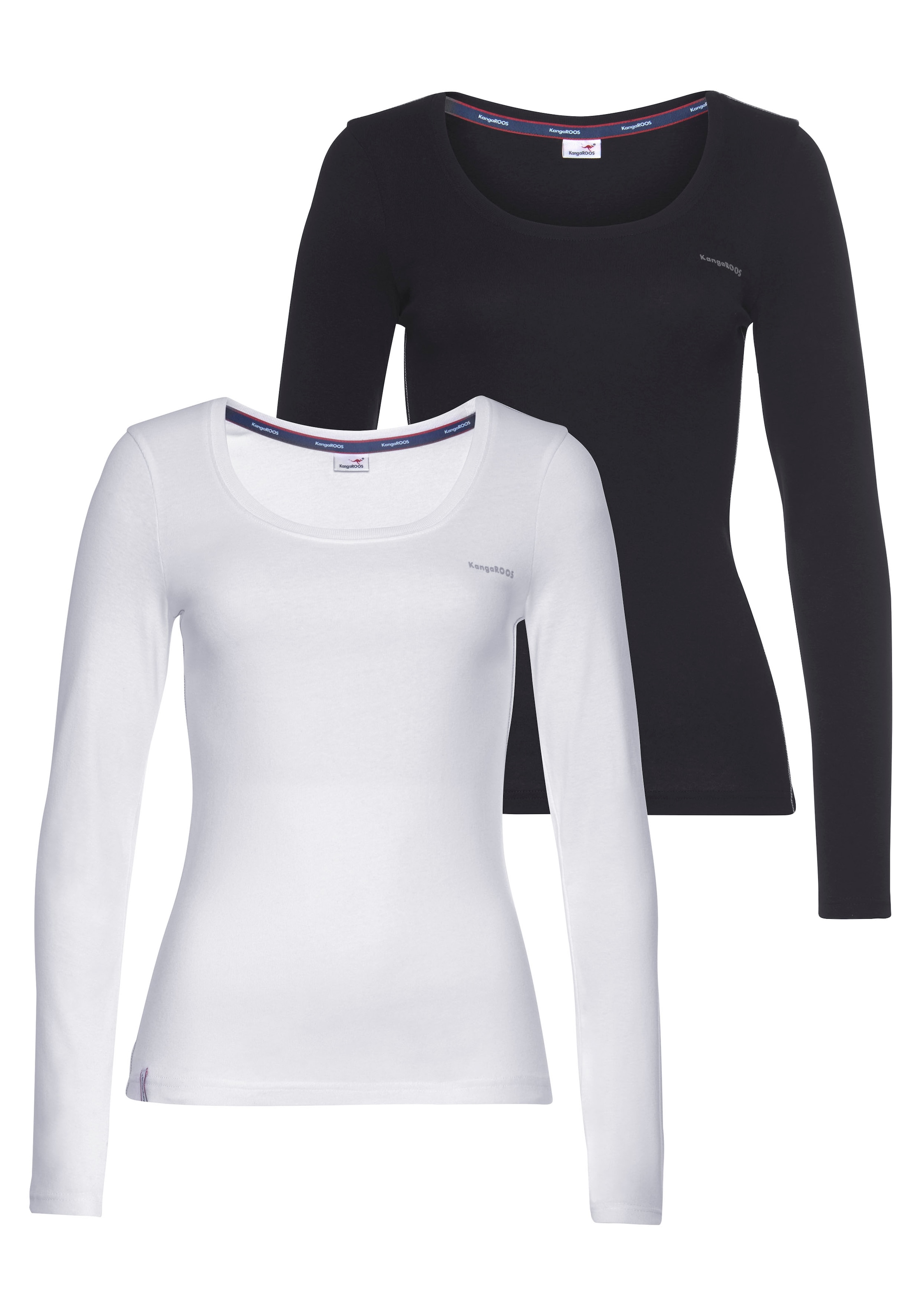 KangaROOS Langarmshirt Packung, 2er-Pack, 2 Stk. Langarm, unifarben oder me günstig online kaufen