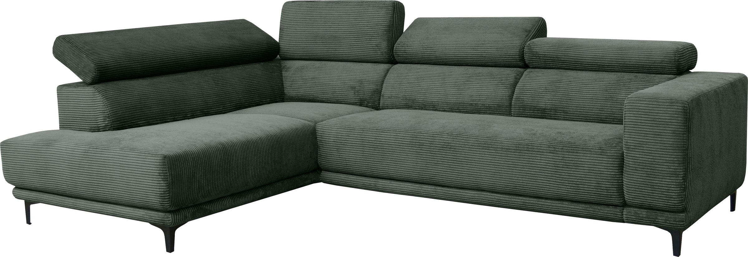 Ecksofa ALINA "Hikari", grün (olivgrün gct 333), B:276cm H:102cm T:210cm, Cord GCT (92% Polyester, 8% Nylon), Sofas, Ecksofa, wahlweise mit Sitzvorzug, in modernem Cordstoff, Breite 276 cm 2