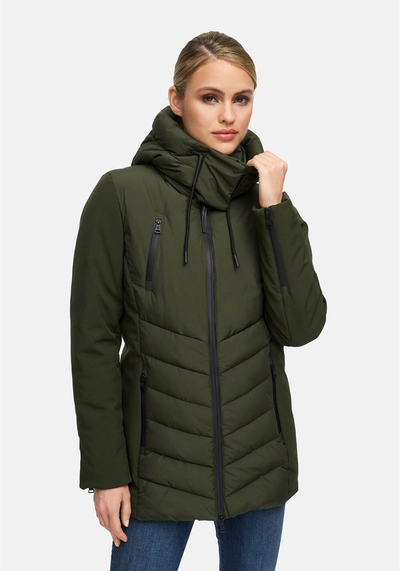 Thumbnail - Marikoo Winterjacke "Tivaa" mit abnehmbarer Kapuze und figurbetonter Passform