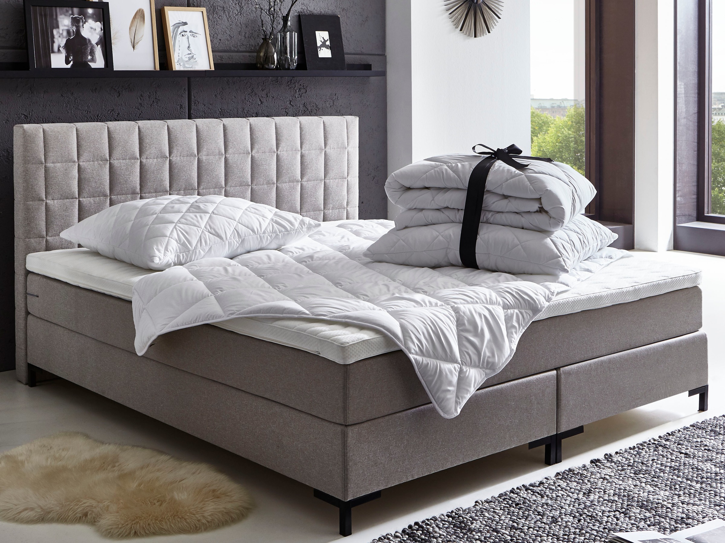 Places of Style Boxspringbett Salvo, mit Bettware-Set und Topper