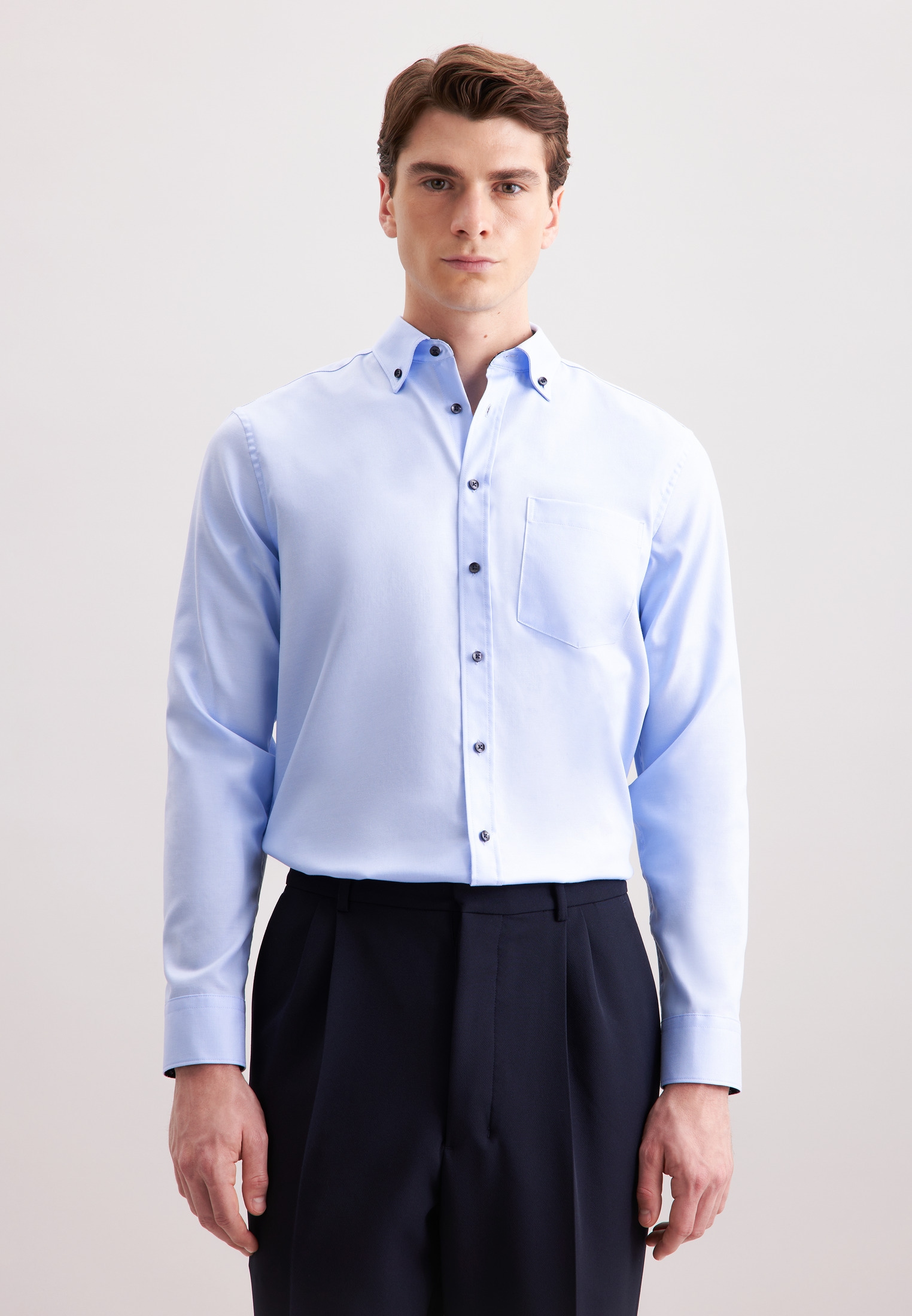 seidensticker Businesshemd "Regular", Regular 1/1 Button-Down-Kragen Uni günstig online kaufen