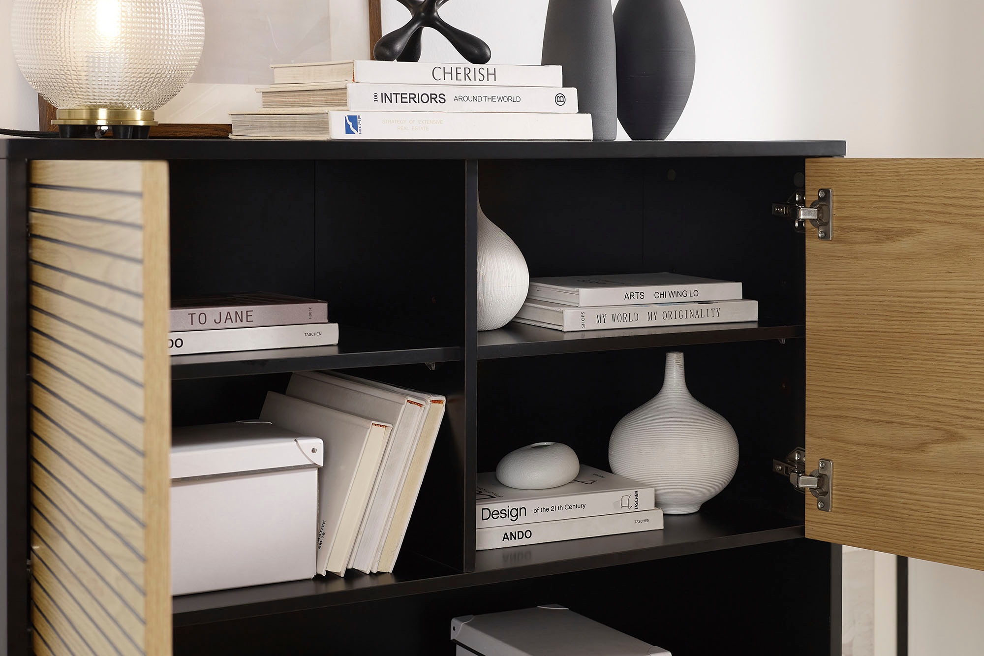 SalesFever Highboard, Stauraumschrank im Scandi Design, Breite 100 cm