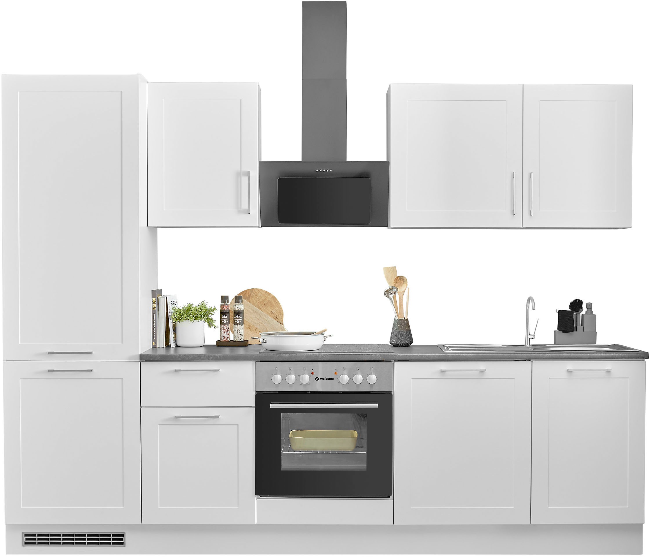 BASIC by Balculina Küchenzeile »Marsi«, Breite 280 cm, wahlweise mit E-Geräten, mit Soft-Close-Funktion