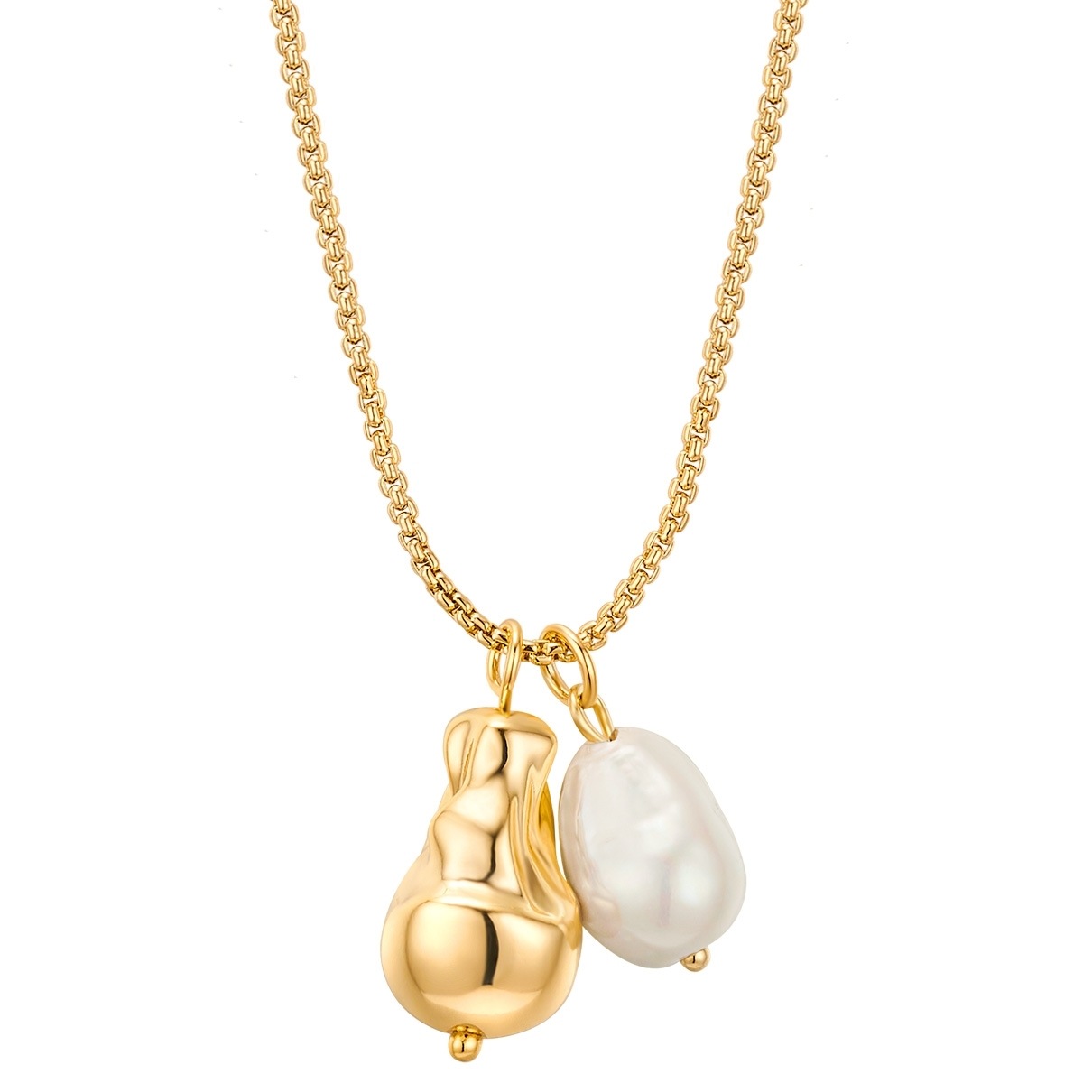 Kette mit Anhänger YOKOAMII "Y109", gelbgold, Halsketten, Damen, 46,5cm Basiskette + 5,0cm Verlängerung, mit Perle