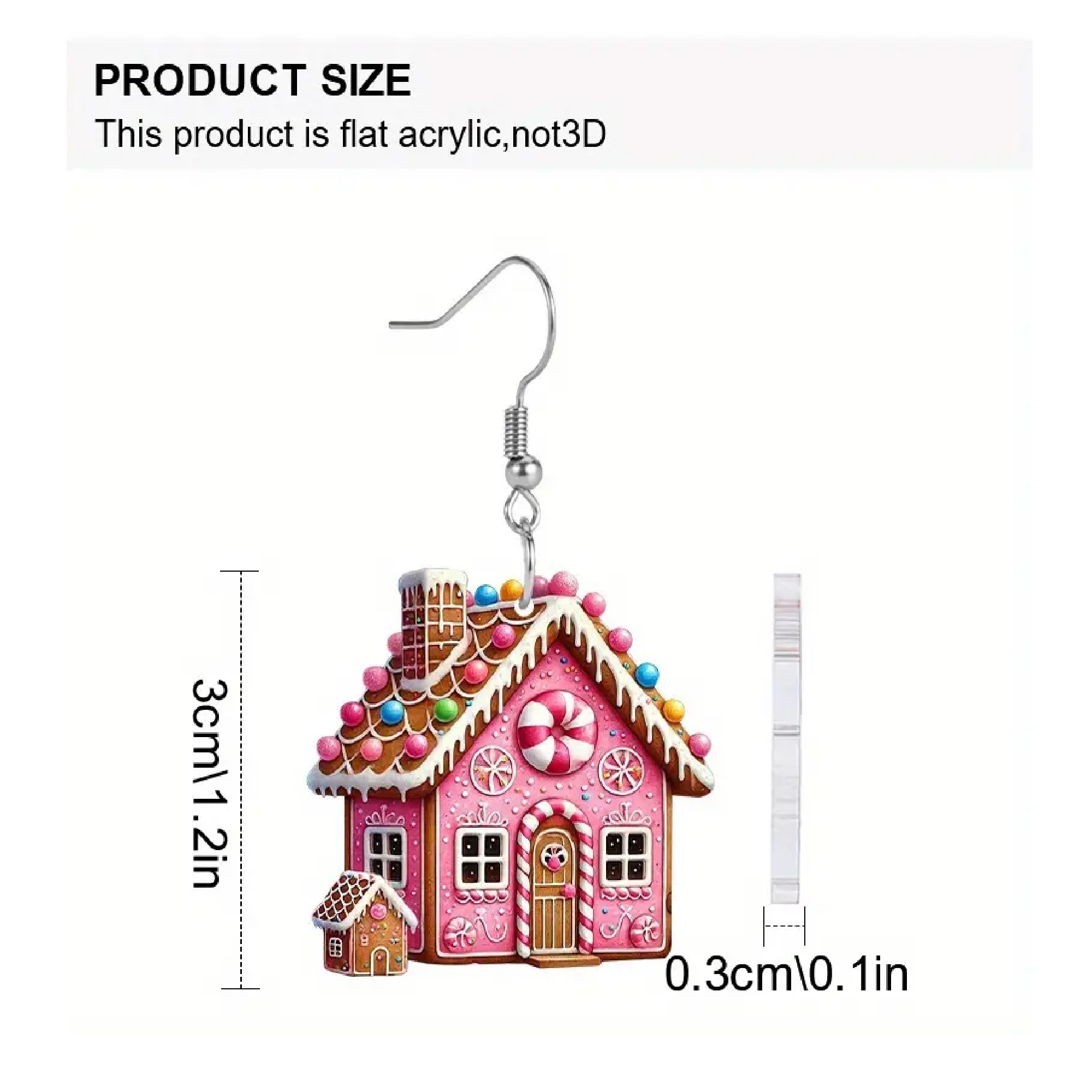 ONE ELEMENT Paar Ohrhänger »Weihnachtsschmuck Ohrringe Ohrhänger Lebkuchenhaus aus Acryl«