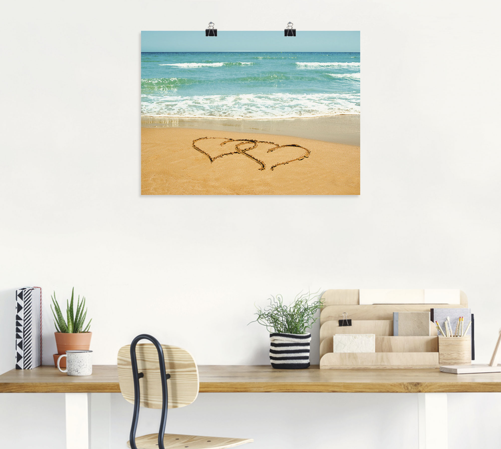 Thumbnail - Artland Poster "Herzen im Sand", Strand, (1 St.), als Alubild, Leinwandbild, Wandaufkleber oder Poster in versch. Größen