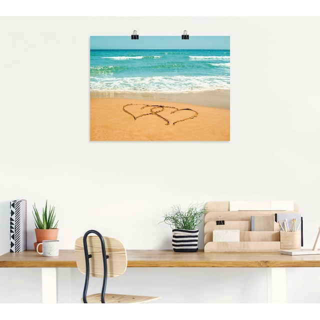 Artland Wandbild »Herzen im Sand«, Strand, (1 St.), als Alubild,  Leinwandbild, Wandaufkleber oder Poster in versch. Größen kaufen | BAUR