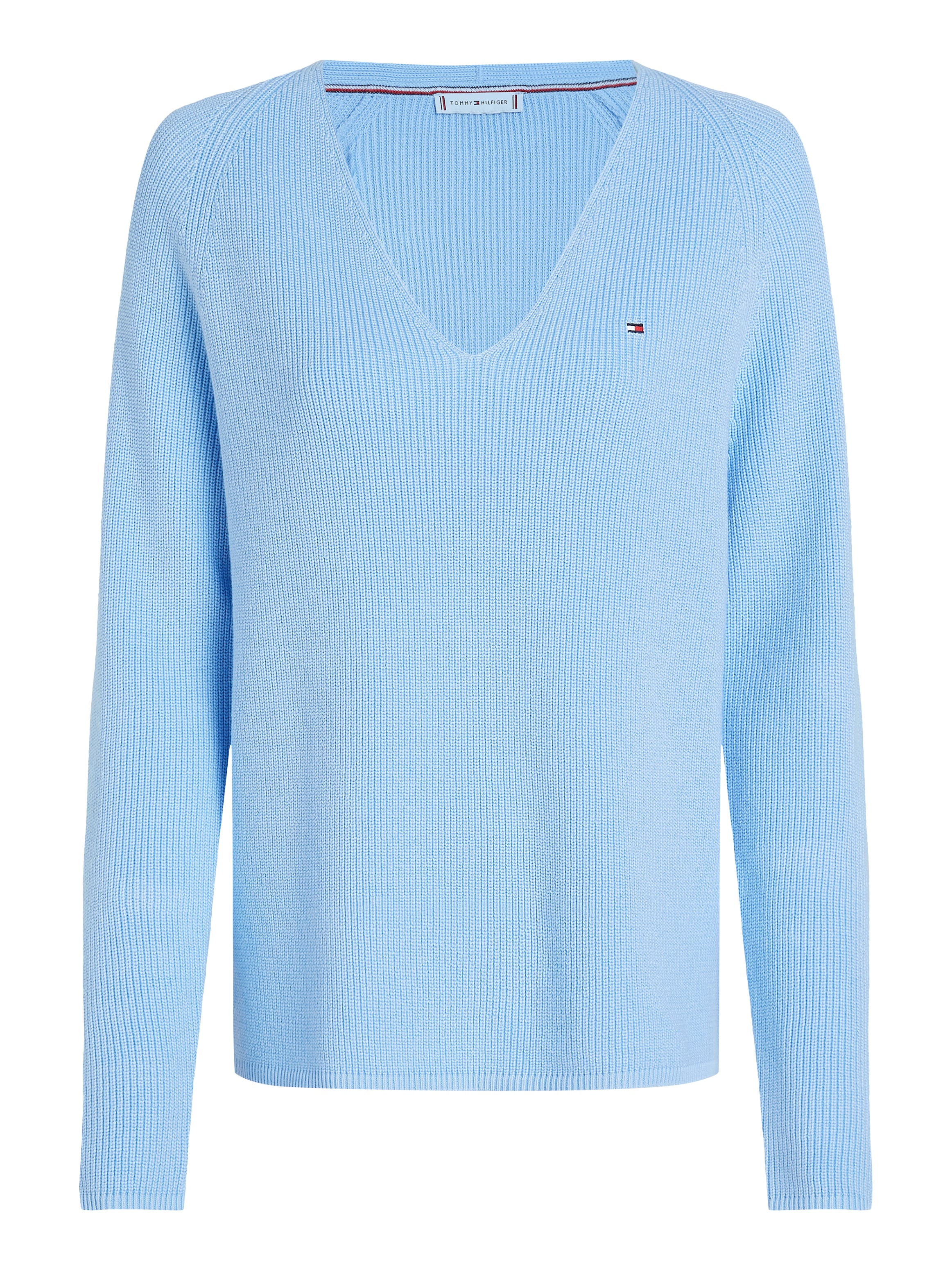 Tommy Hilfiger Strickpullover »CO CARDI STITCH V-NK LS«, mit Logostickerei