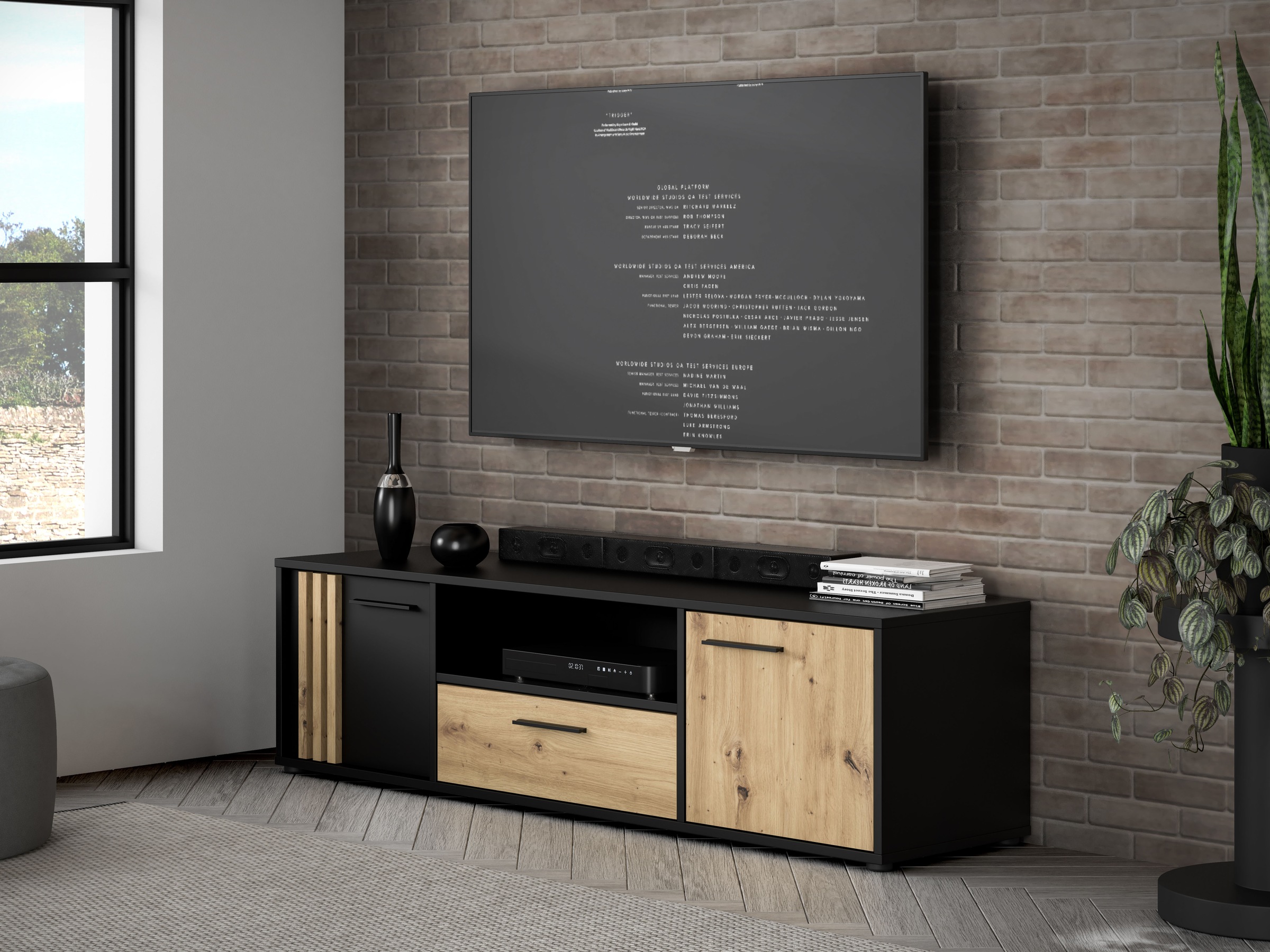 FORTE Lowboard "Cardigan TV-Board, TV-Schrank", TV-Board, 2 farbig, Staurau günstig online kaufen