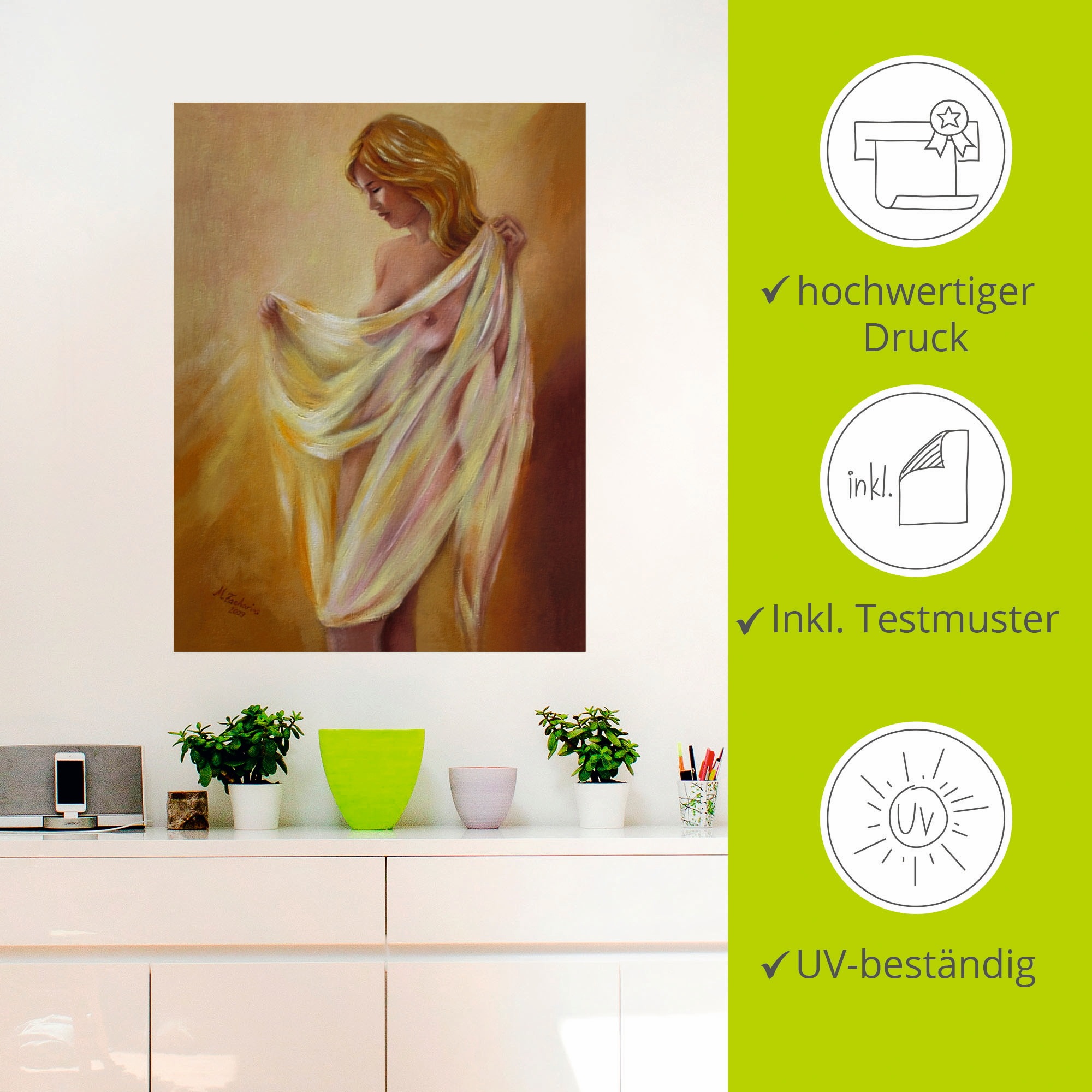 Artland Wandbild »Akt mit Tuch«, Frau, (1 St.), als Leinwandbild, Poster, Wandaufkleber in verschied. Größen