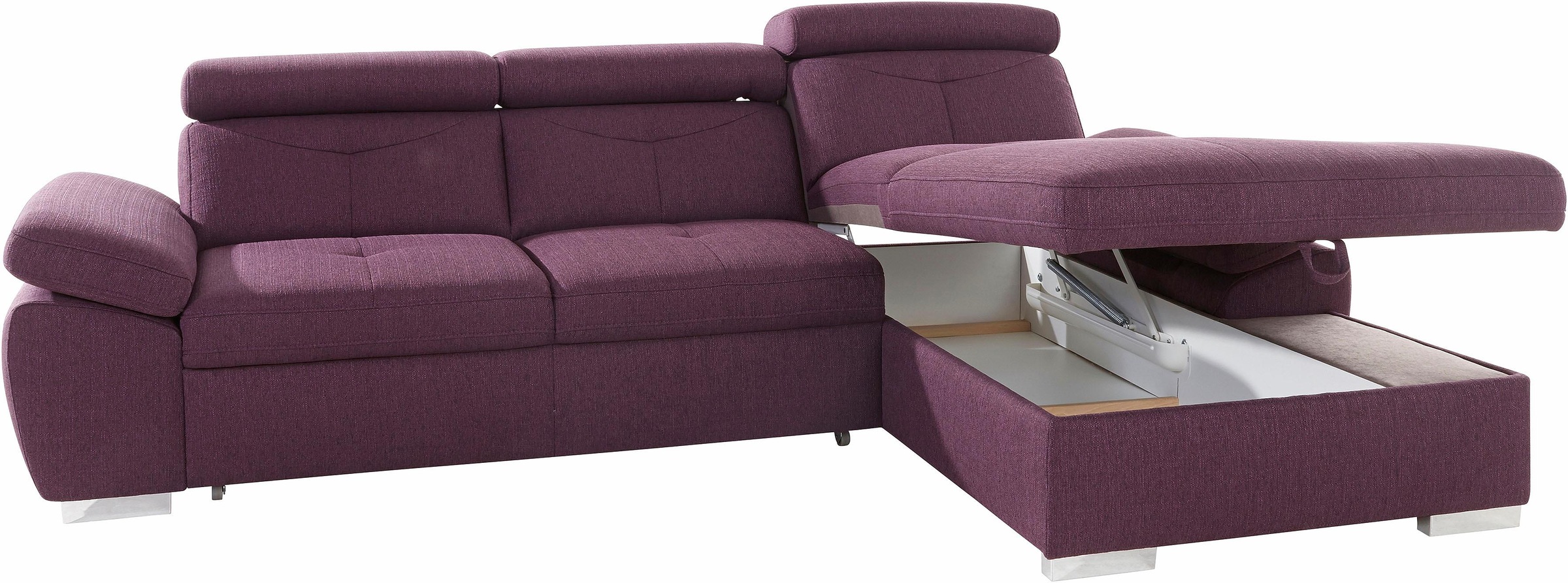exxpo - sofa fashion Ecksofa »Spring, super bequem, mit Armteil- und Kopfteilfunktion«, L-Form, wahlweise mit Bettfunktion und Bettkasten