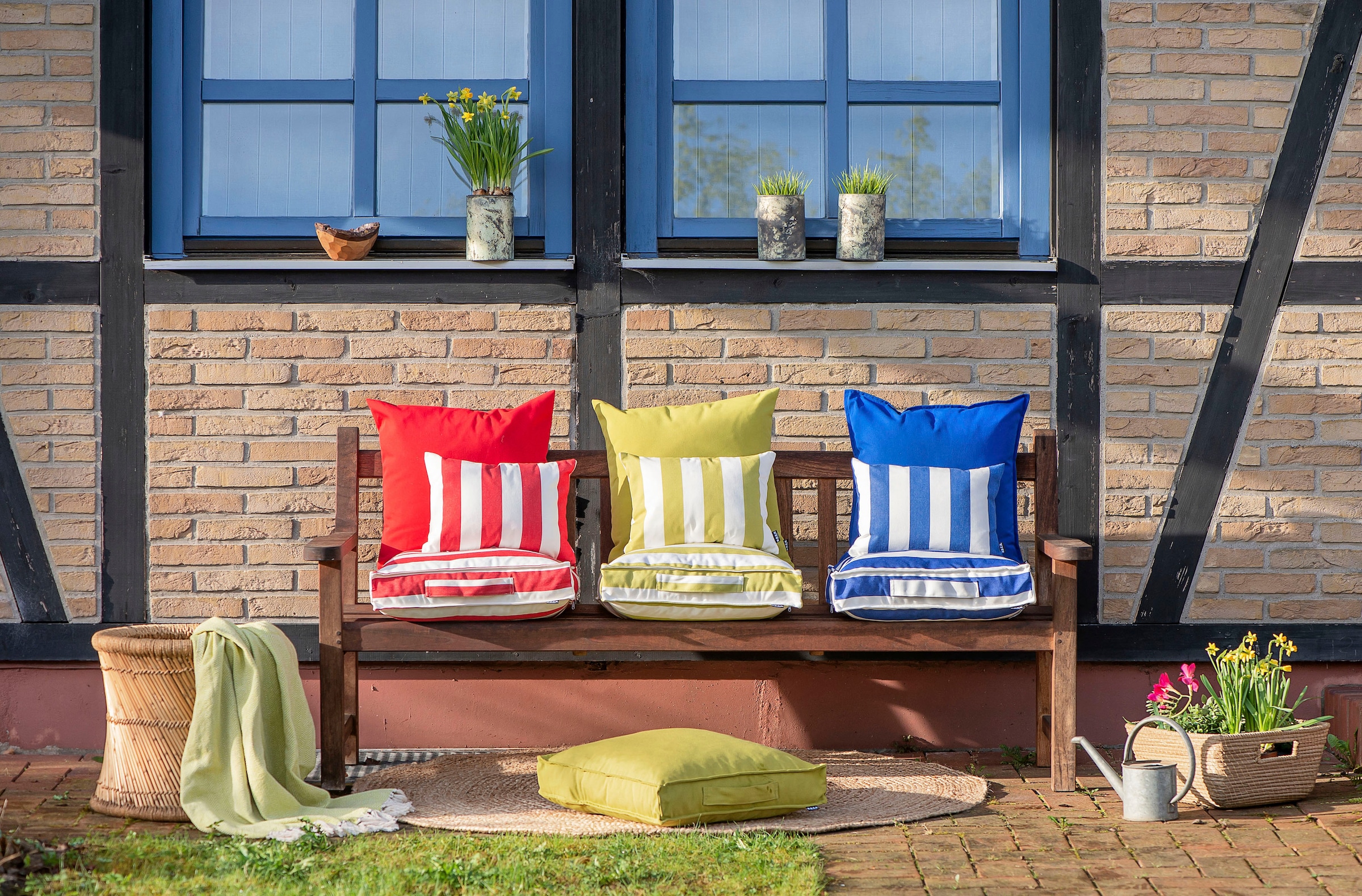 H.O.C.K. Dekokissen »Classic Streifen Outdoor« Kissenhülle mit Füllung, 1 Stück, wasserabweisend