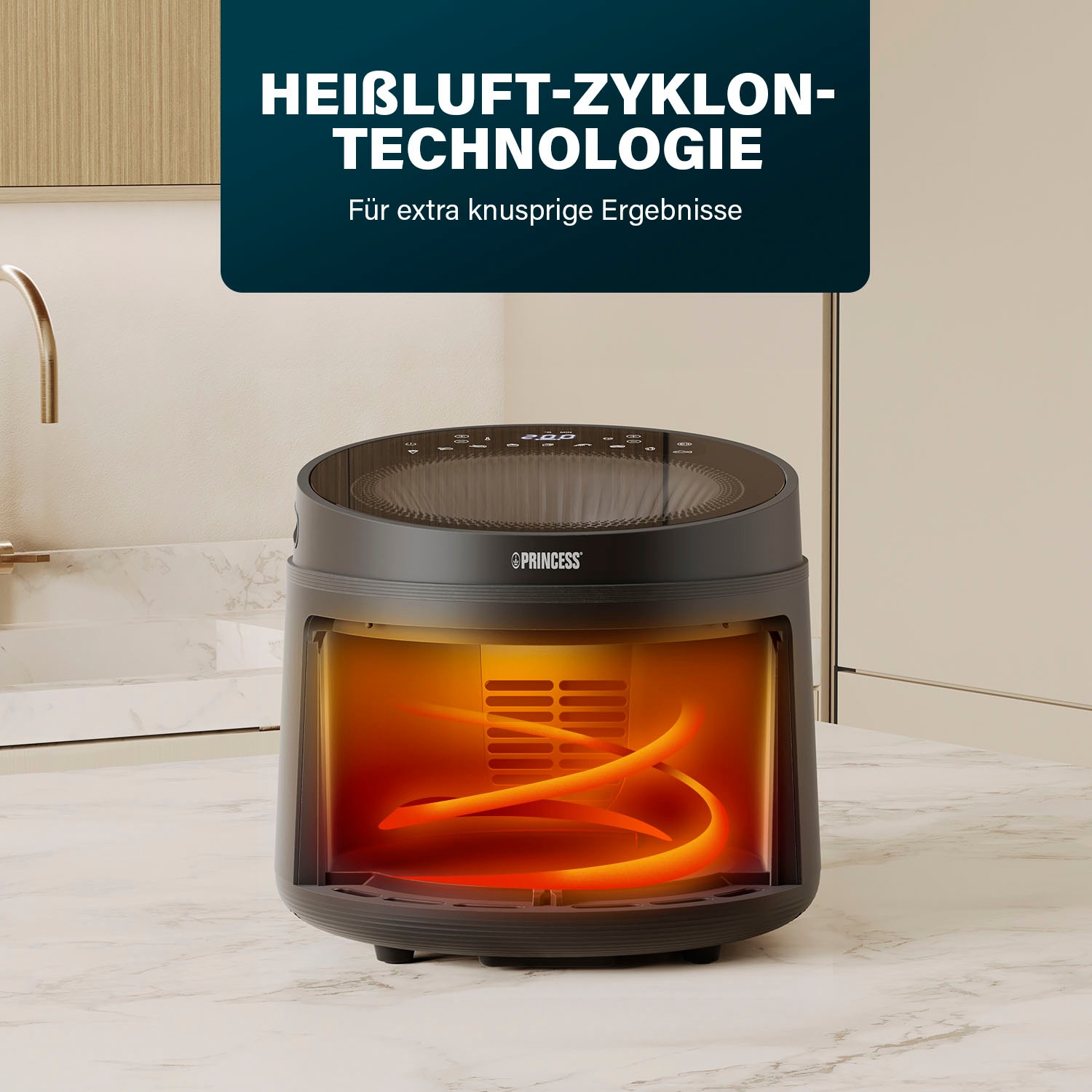 PRINCESS Heißluftfritteuse »182270 Cyclone Vision Airfryer«, 1500 W, Fassungsvermögen 5 l