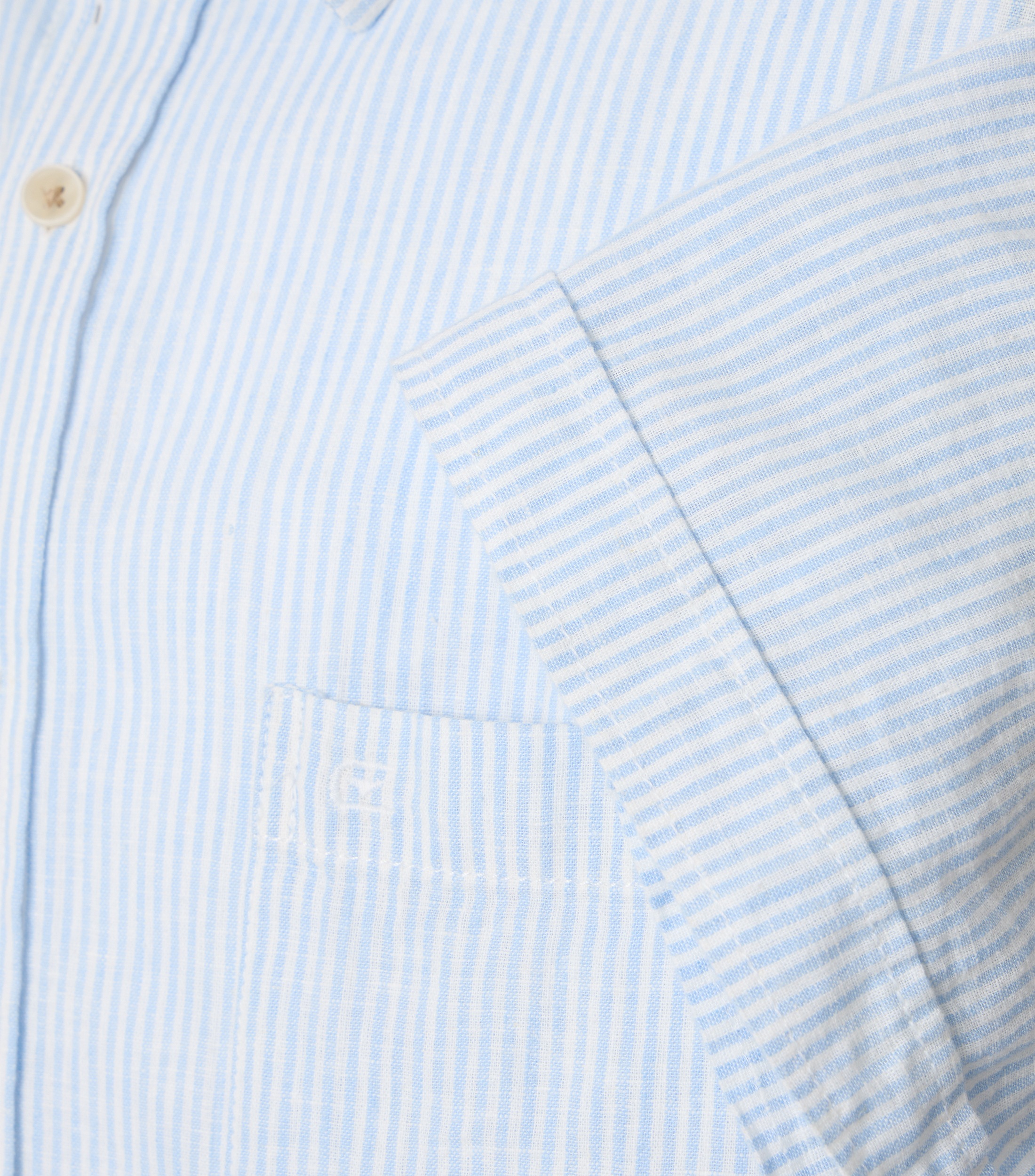 CASAMODA Linen Short Sleeve Shirt Striped Blue 3XL 3