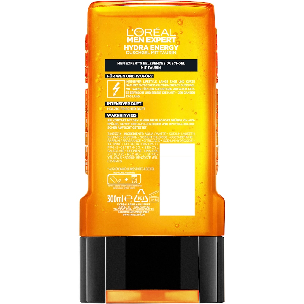 L'ORÉAL PARIS MEN EXPERT Duschgel »Hydra Energy Taurin«, (Packung, 6 tlg.)