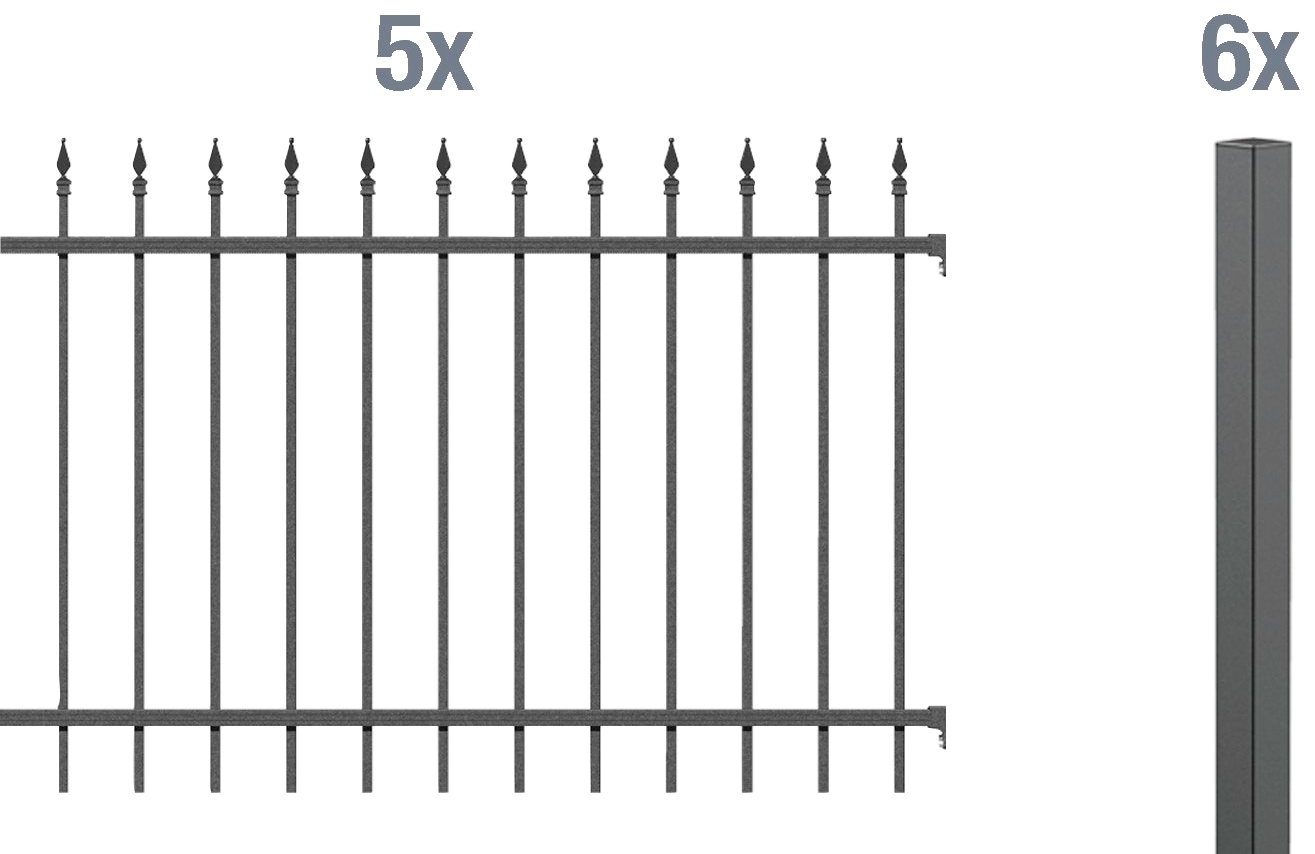 Alberts Metallzaun »Chaussee«, Höhe: 100 und 120 cm, Gesamtlänge: 10 m, zum Einbetonieren