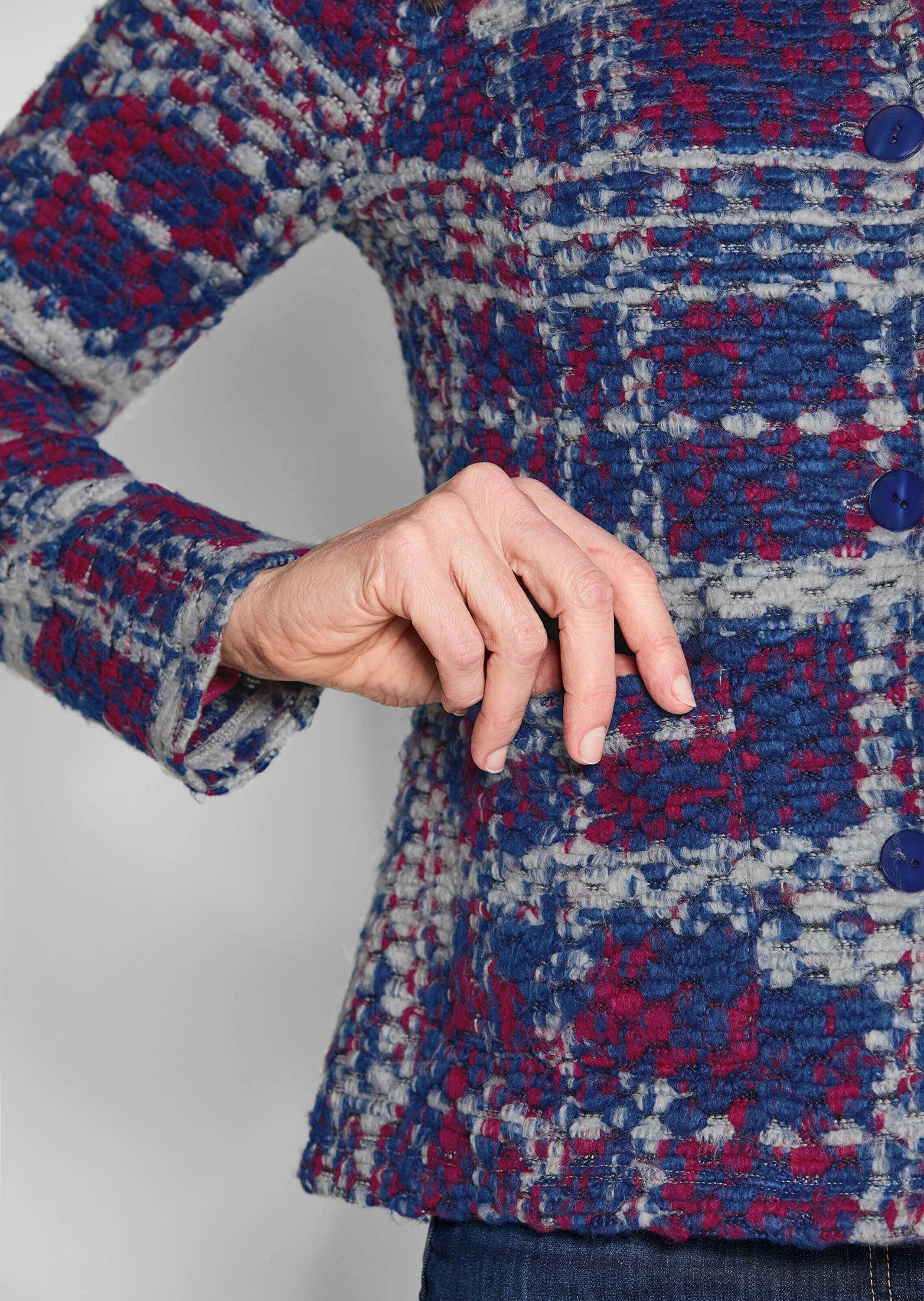 GOLDNER Kurzjacke »Elegante Jersey-Jacke mit Karomuster«