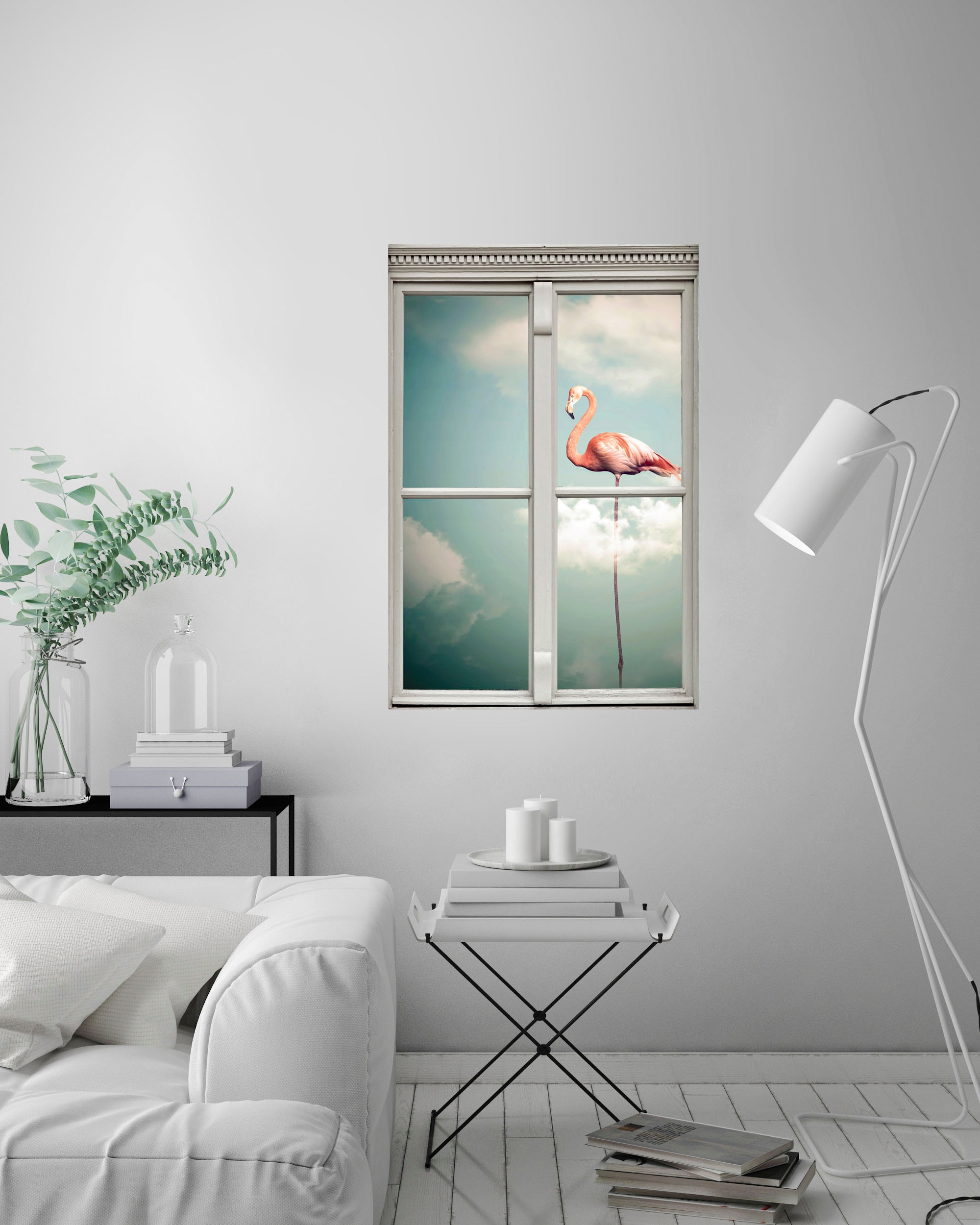 queence Wandsticker »Flamingo«, Wandsticker, Wandbild, selbstklebend, 3D, Fenster