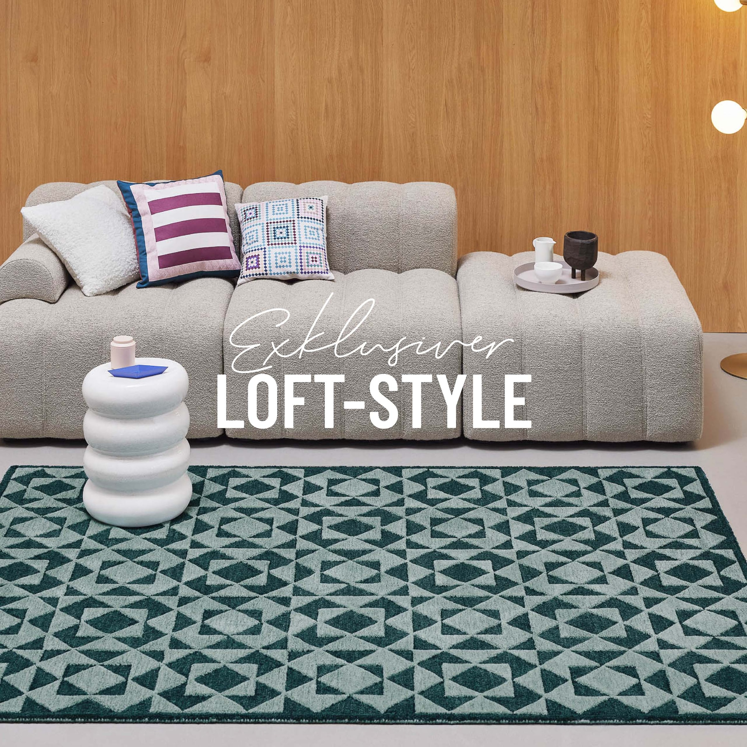 Wecon home Teppich »Downtown«, rechteckig, 10 mm Höhe, handgefertigt, pflegeleicht, Fasermix, Wohnzimmer, Schlafzimmer