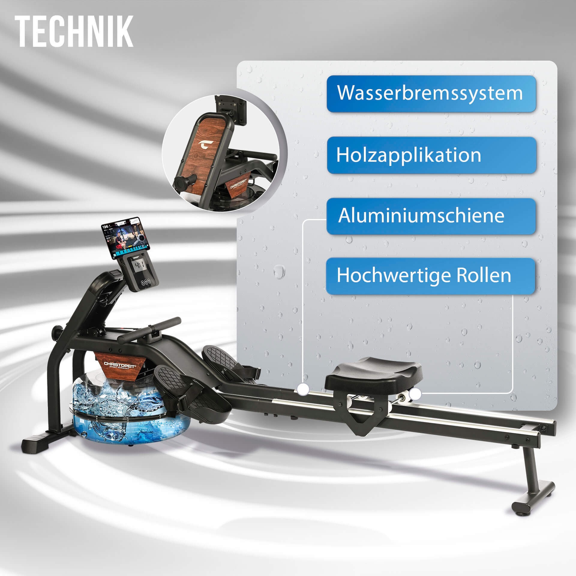 Thumbnail - Christopeit Sport Rudergerät "Wasserrudergerät Garda" Rudermaschine