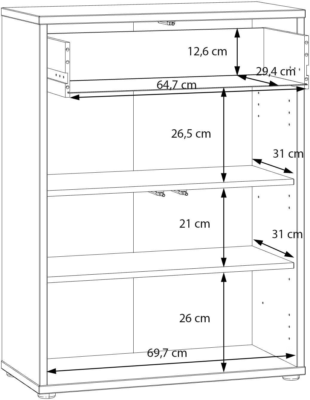 FORTE Schuhschrank B/H/T 74,5/99,1/34,9 cm Push to open, 12 Paar Schuhe