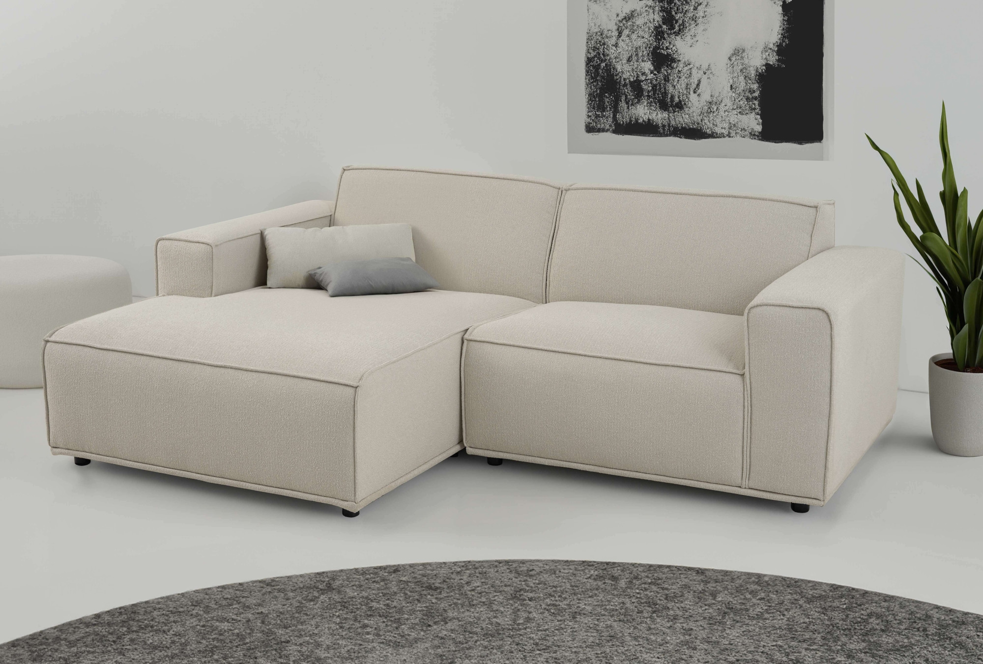 Home affaire Ecksofa "Avelin, 228 cm, L-Form, Chenille, Struktur-Boucle", m günstig online kaufen
