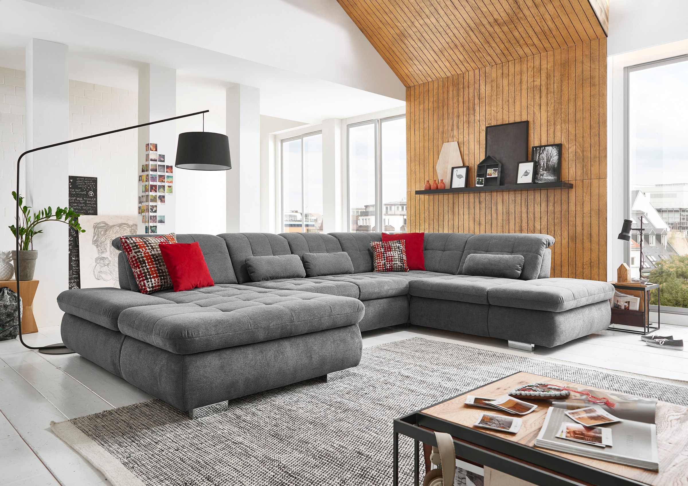 Thumbnail - Die PlanBar Ecksofa "MP-IN17004 U-Form" wahlweise mit Funktionen, Federkern-Polsterung