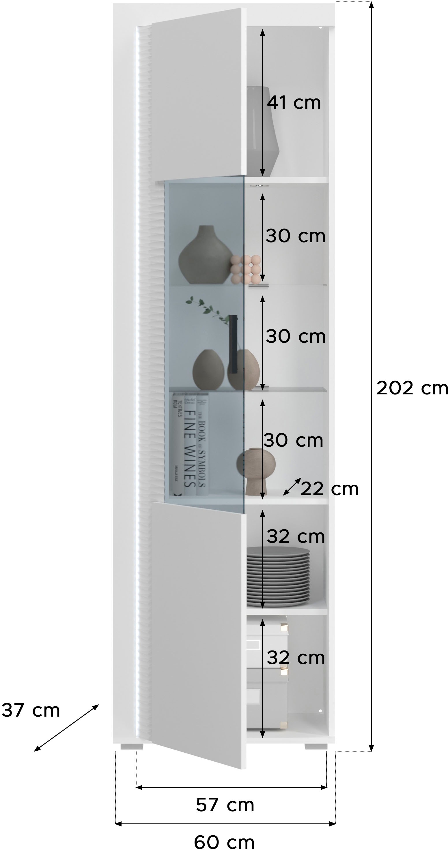 INOSIGN Wohnwand »Viborg, 3-teiliges Set, inkl. vertikaler Frontbeleuchtung, best. aus:«, (3 St.), 2x Vitrine und Sideboard, Wohnkombination, Wohnzimmer-Set, Esszimmer