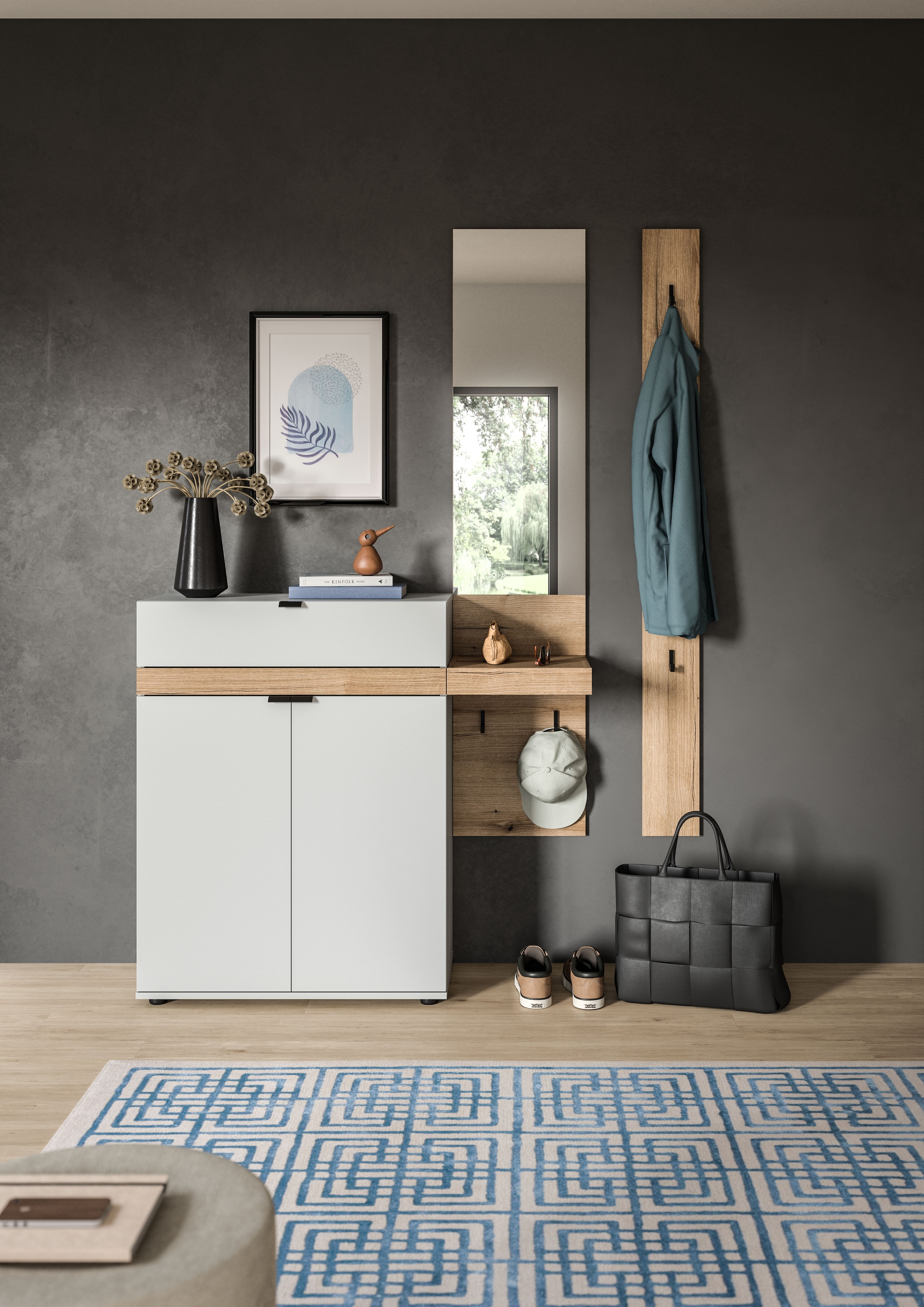INOSIGN Garderoben-Set "Oran" Set, 3 Stk. tlg. Oran, Evoke Oak, Grau, Garde günstig online kaufen