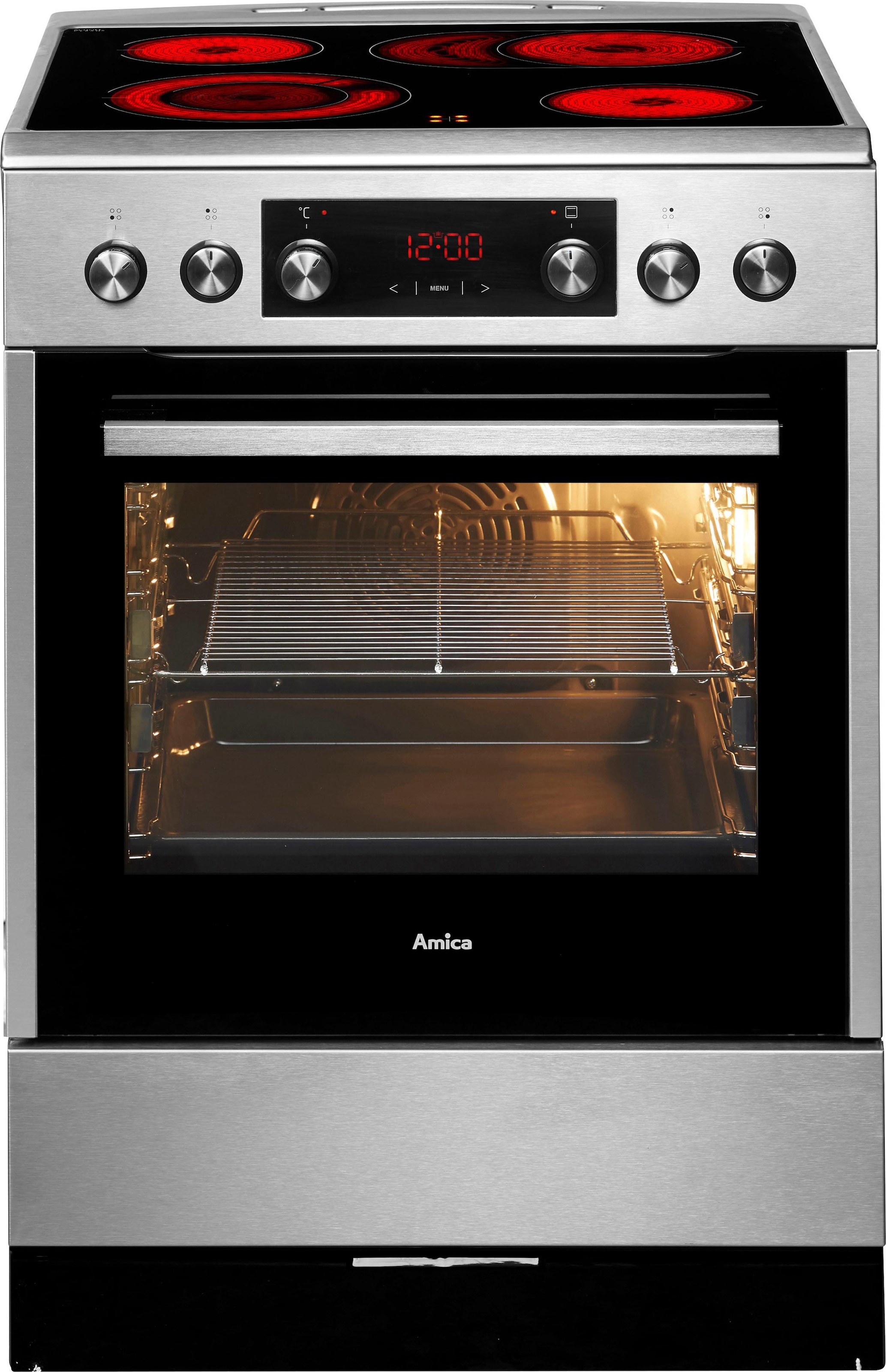 AMICA Elektro-Standherd "SHC 914 100", Energieeffizienz: A (A+++-D), silber (edelstahlfarben), Herdsets, Komfortables Kochen und Backen mit bequemer Handhabung