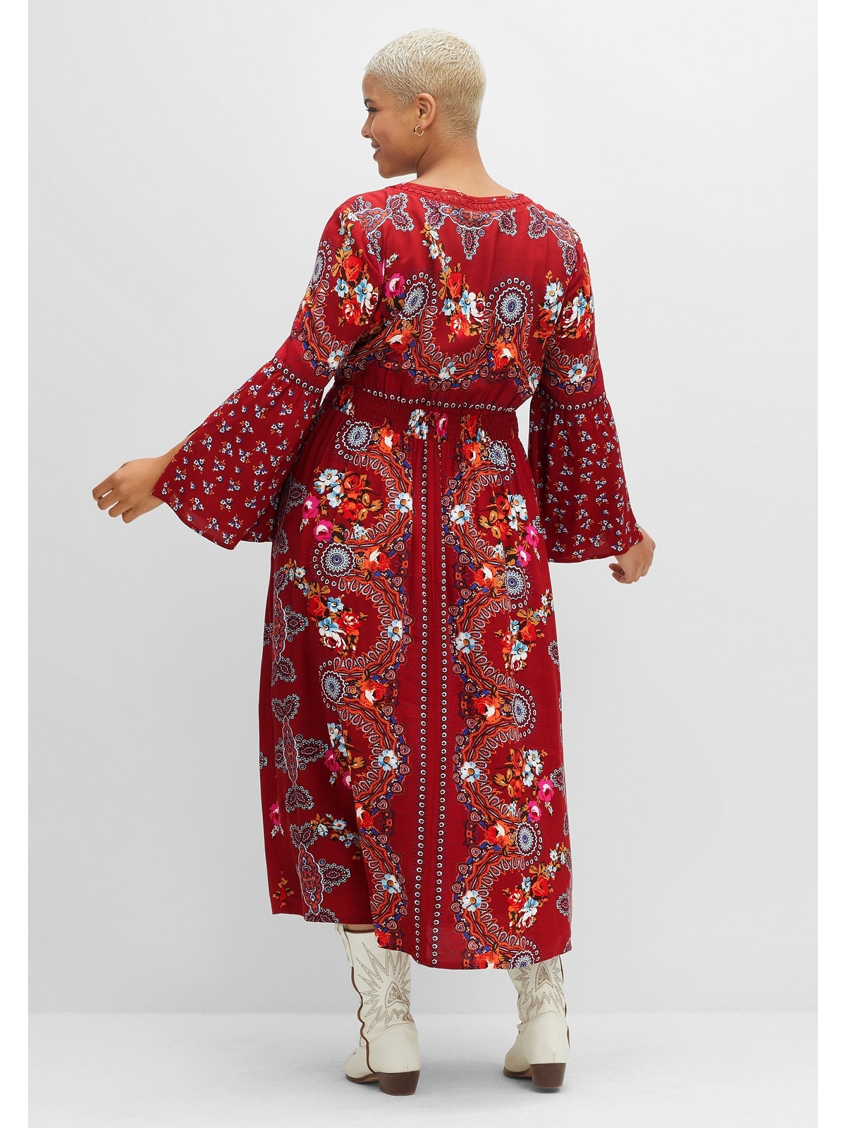 sheego by Joe Browns Maxikleid Große Größen im Boho-Stil, mit Trompetenärme günstig online kaufen