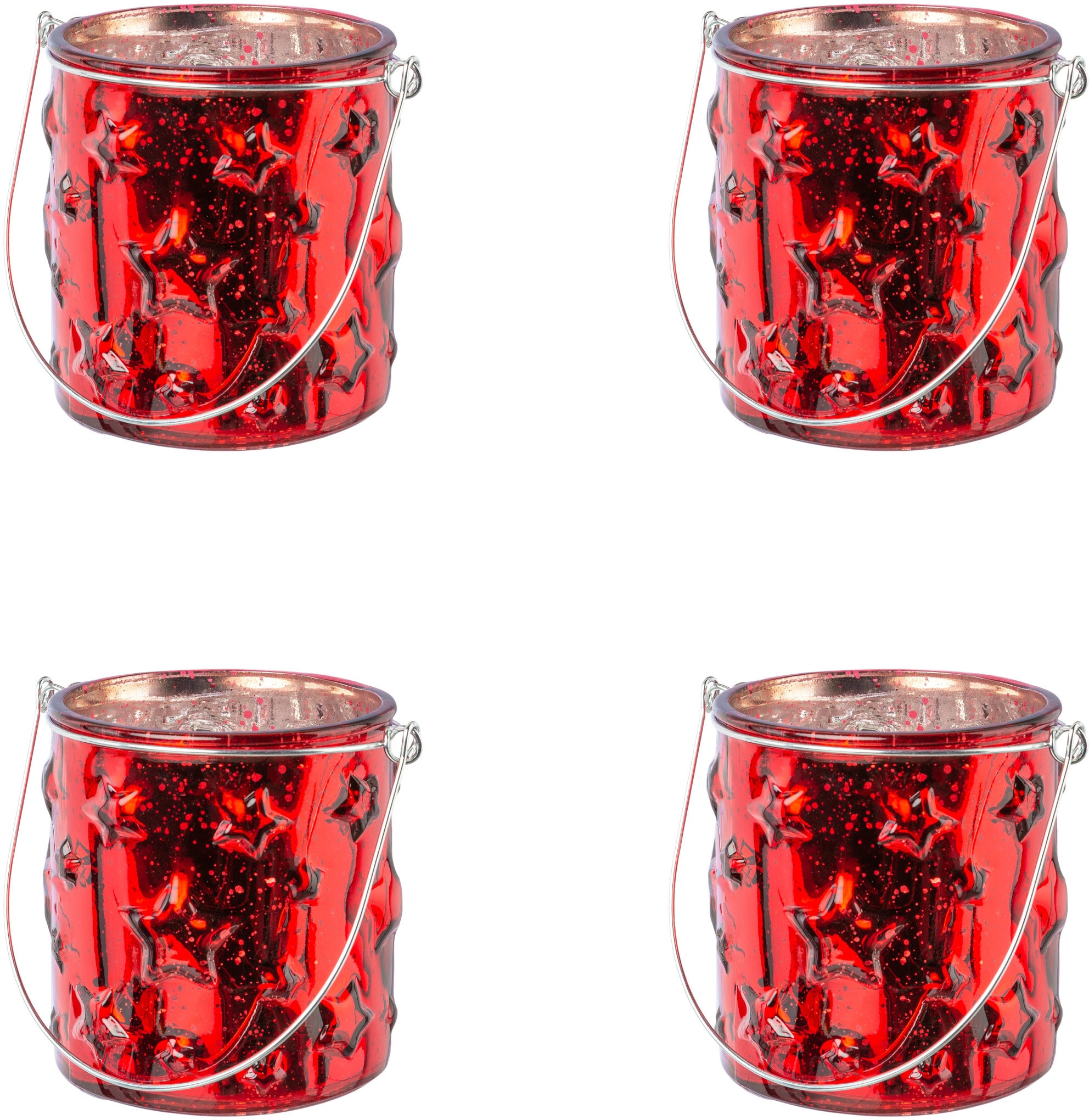 Creativ deco Windlicht "Weihnachtsdeko" Glas mit Stern-Struktur günstig online kaufen